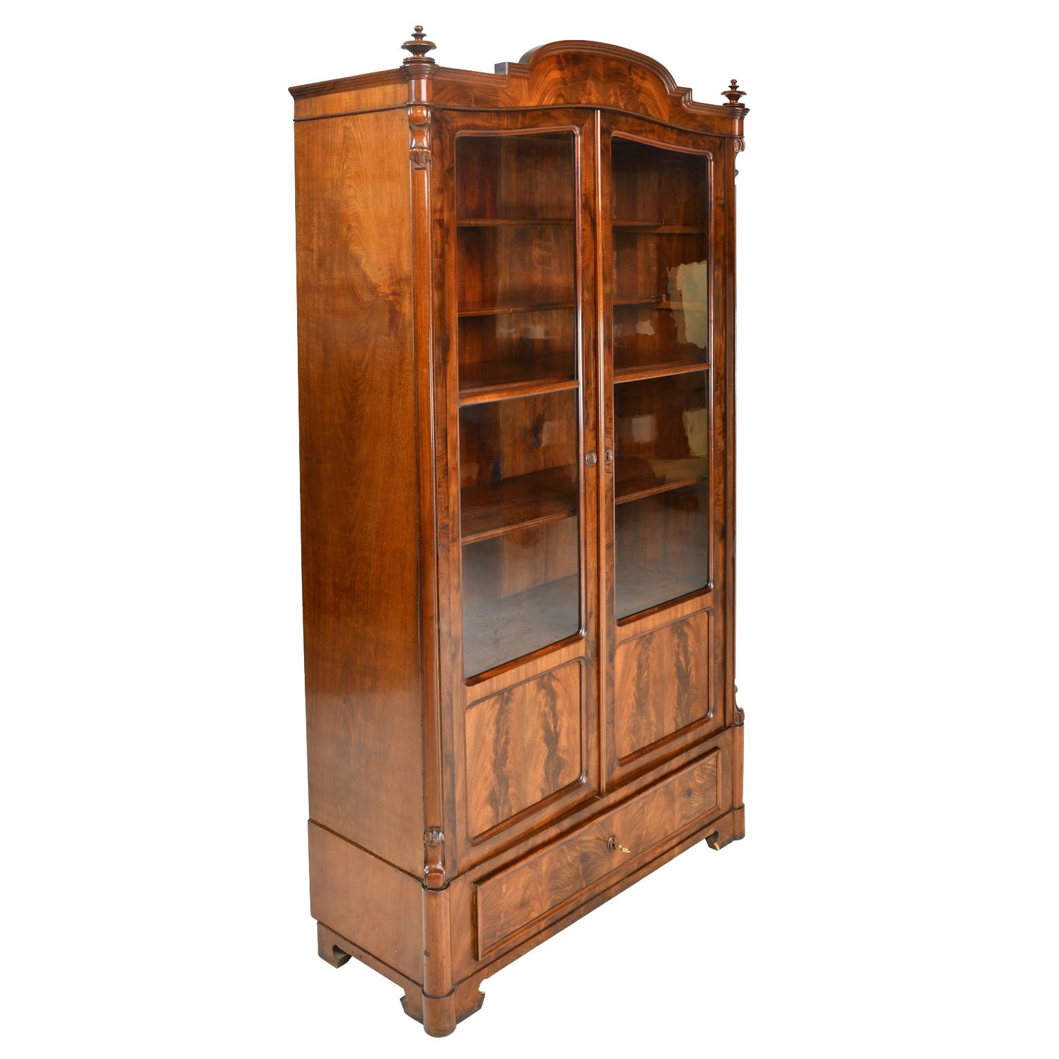 Antique Louis Philippe Bookcase / Vitrine in West Indies Mahogany, German 2