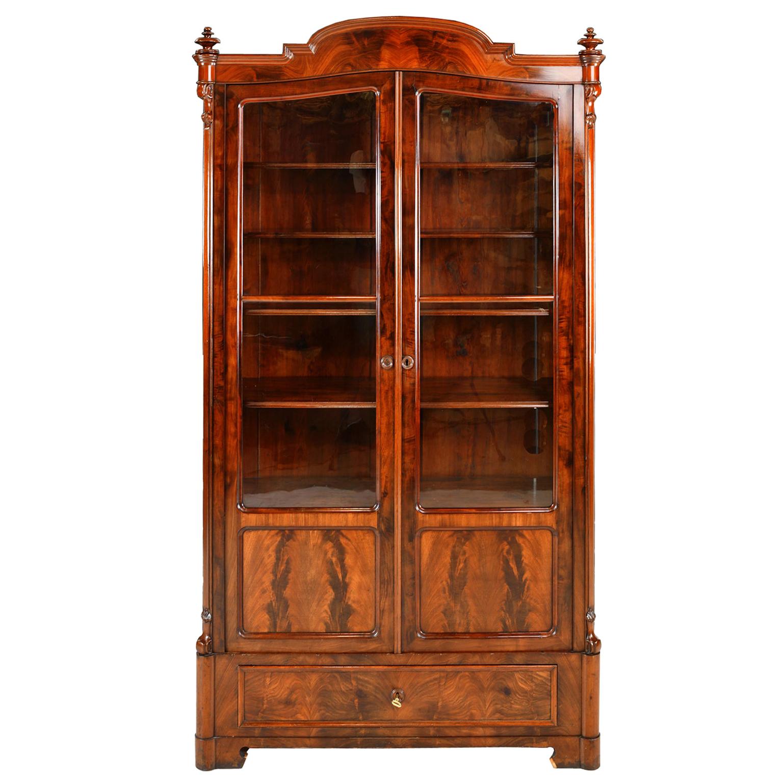 Antique Louis Philippe Bookcase / Vitrine in West Indies Mahogany, German
