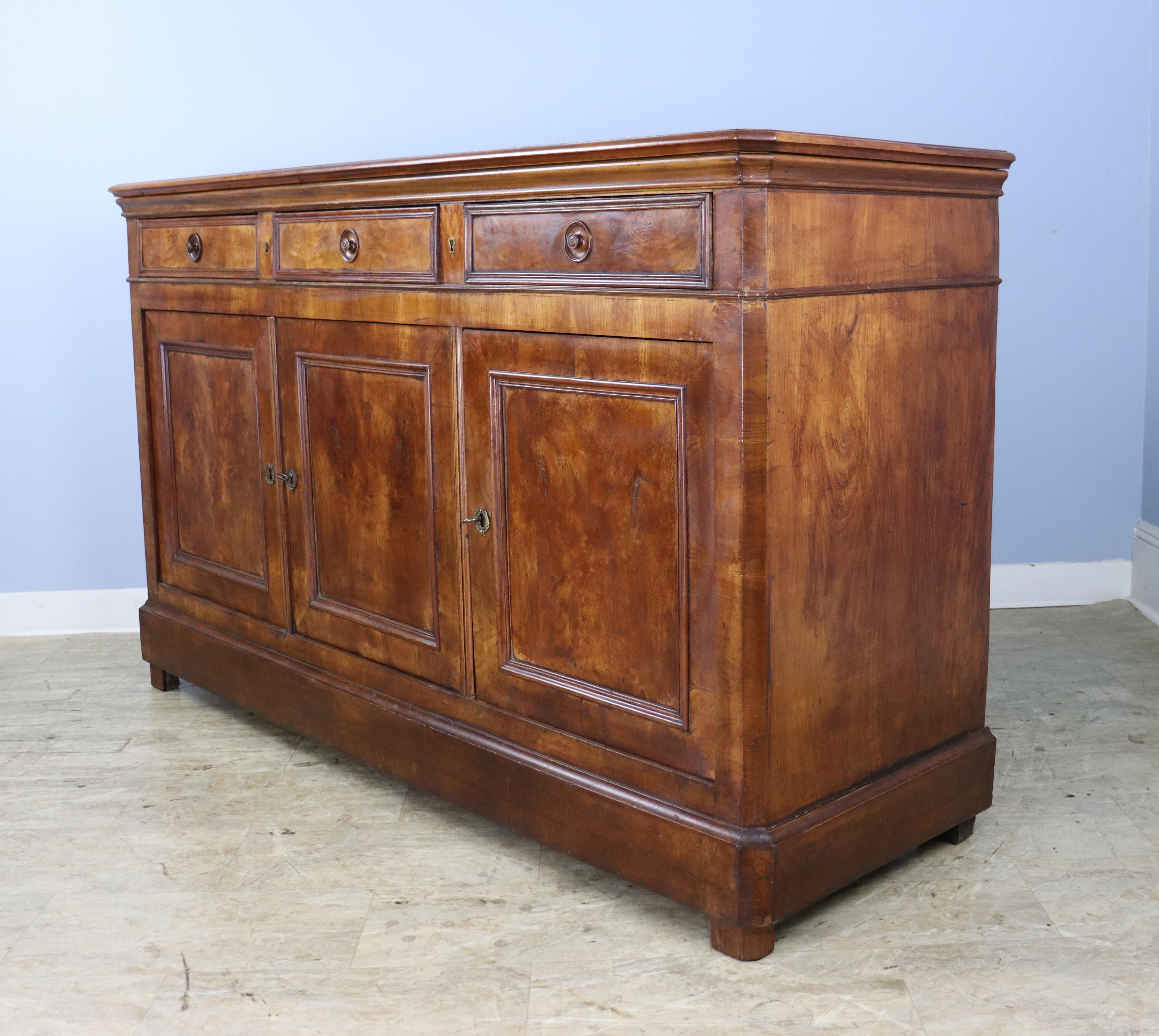 French Antique Louis Philippe Burr Elm Enfilade For Sale
