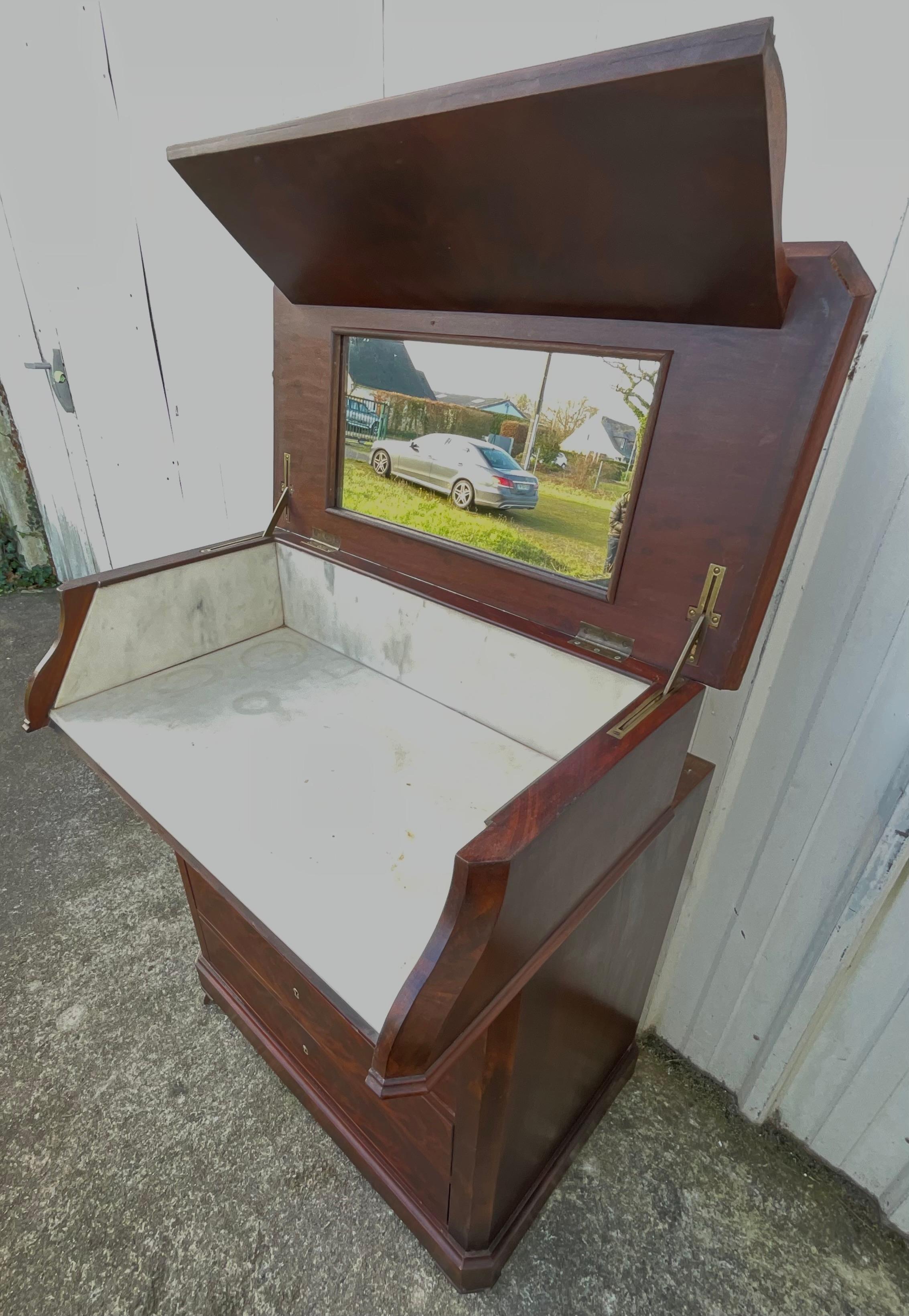 Ancienne commode Chemin De Fer Louis-philippe avec marbre et miroir, La 9
