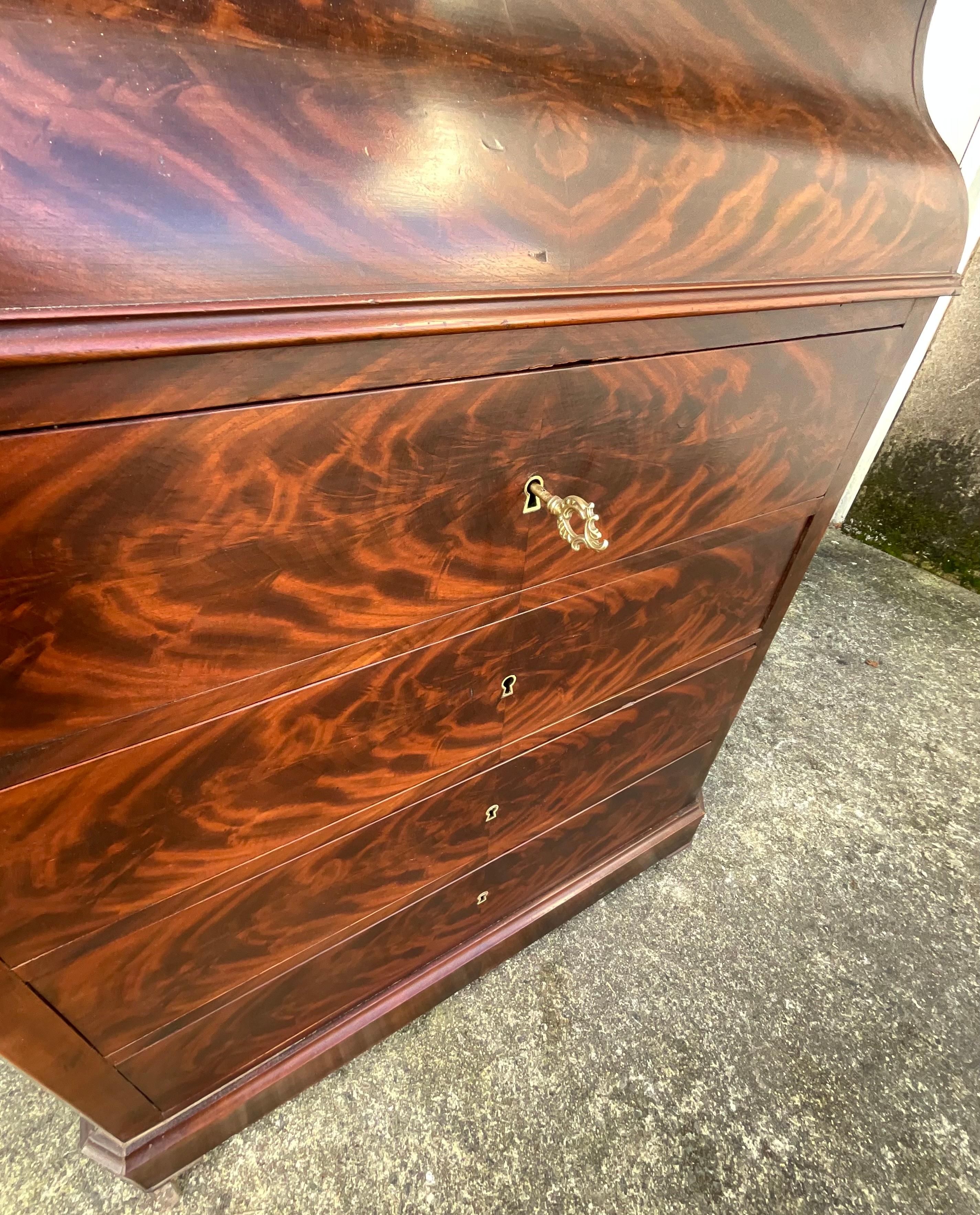 Français Ancienne commode Chemin De Fer Louis-philippe avec marbre et miroir, La