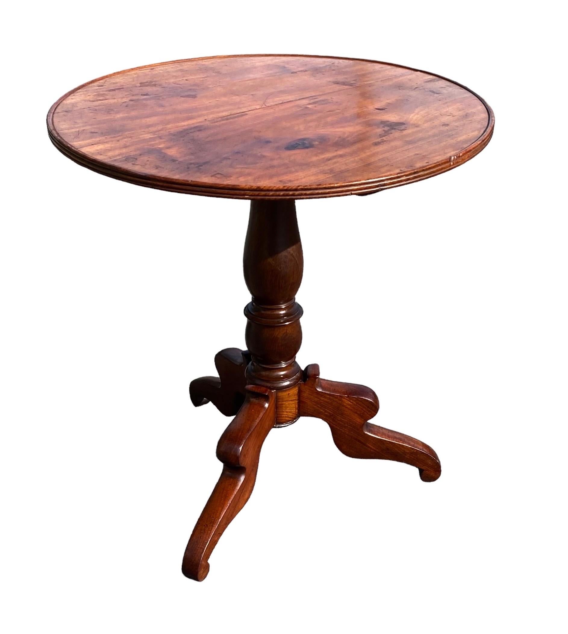 French Provincial Antique Louis Philippe Cherry Wood Tilt Top Table
