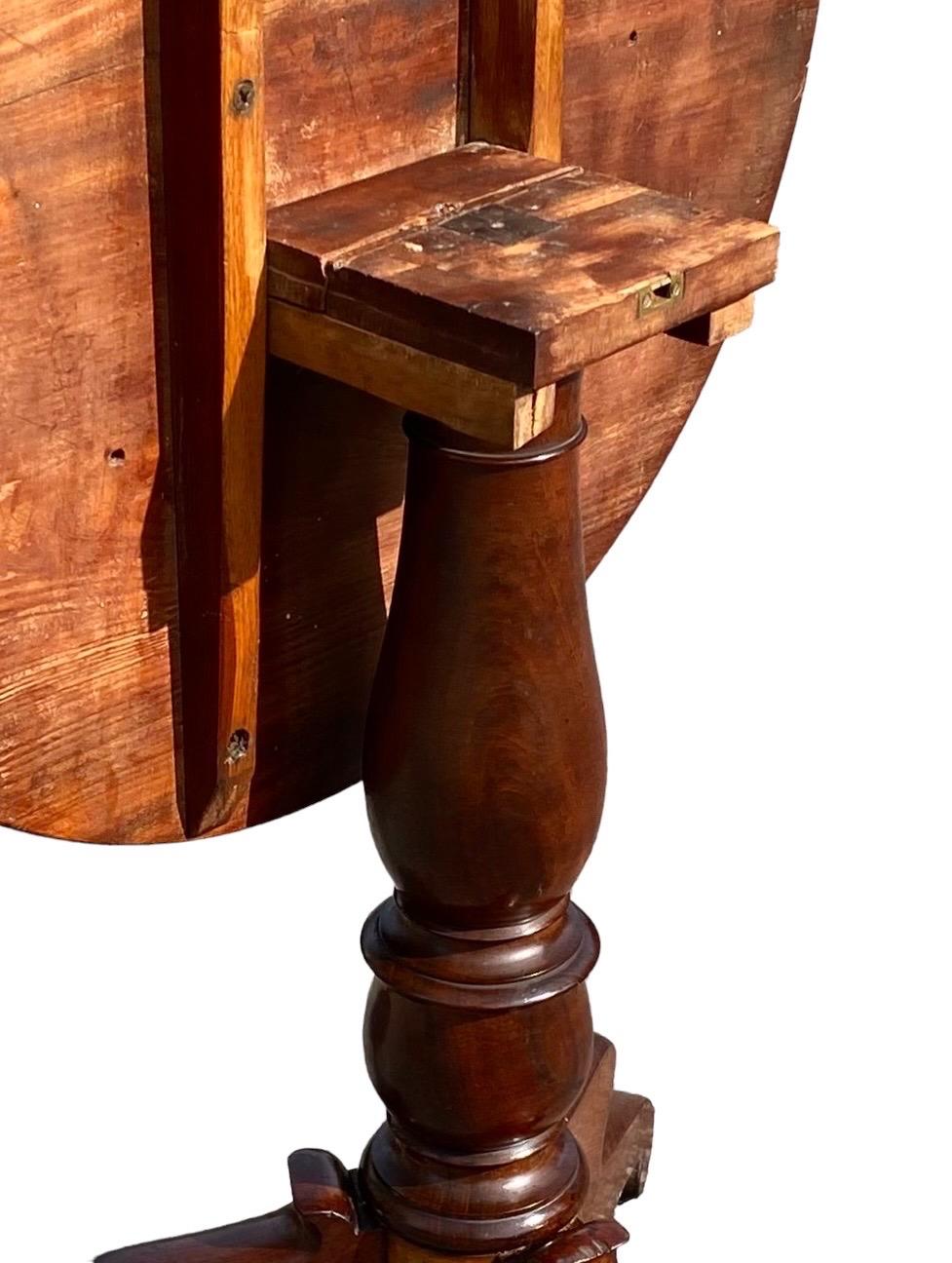Antique Louis Philippe Cherry Wood Tilt Top Table 1