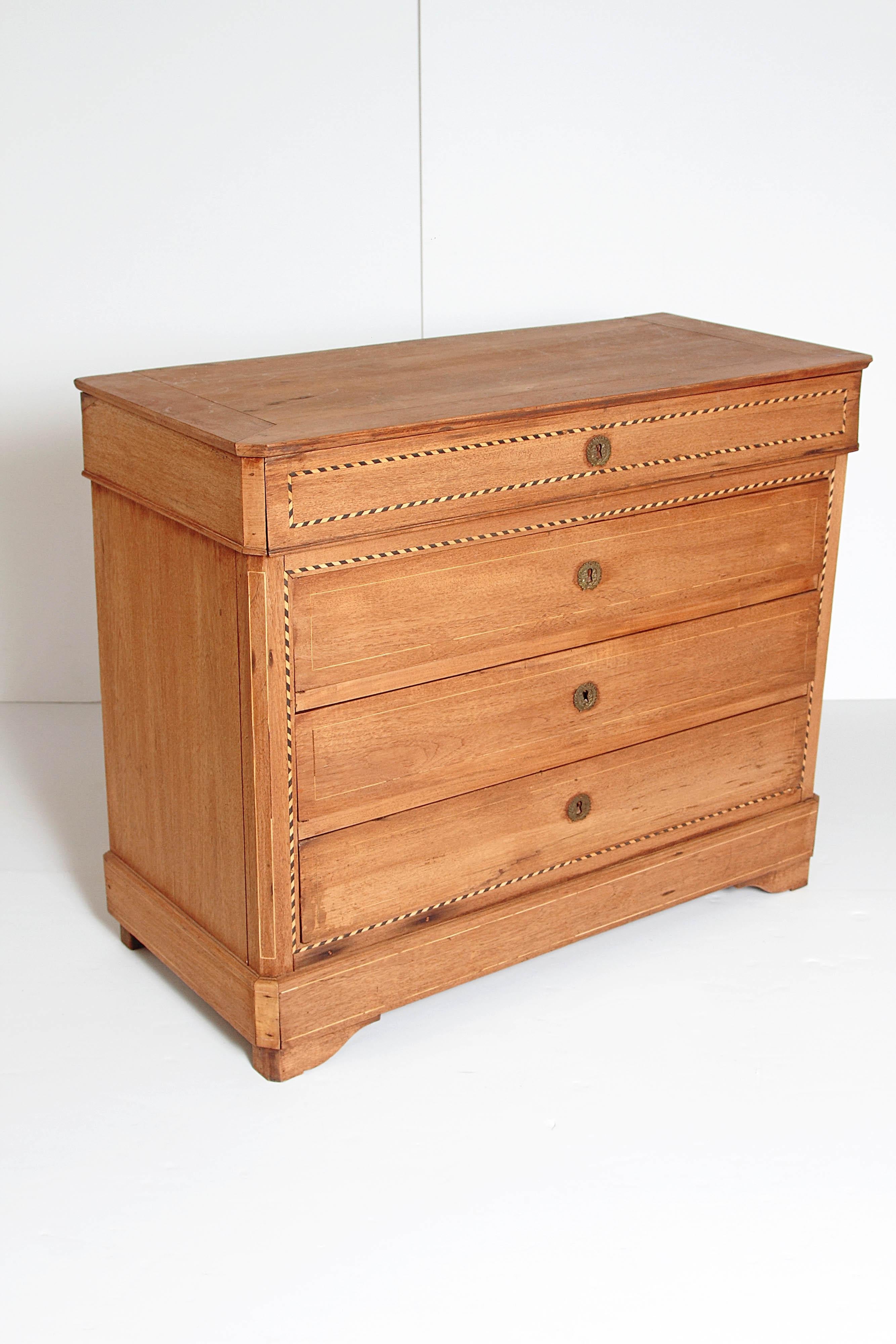 French Antique Louis Philippe Chest of Drawers with Wood Top