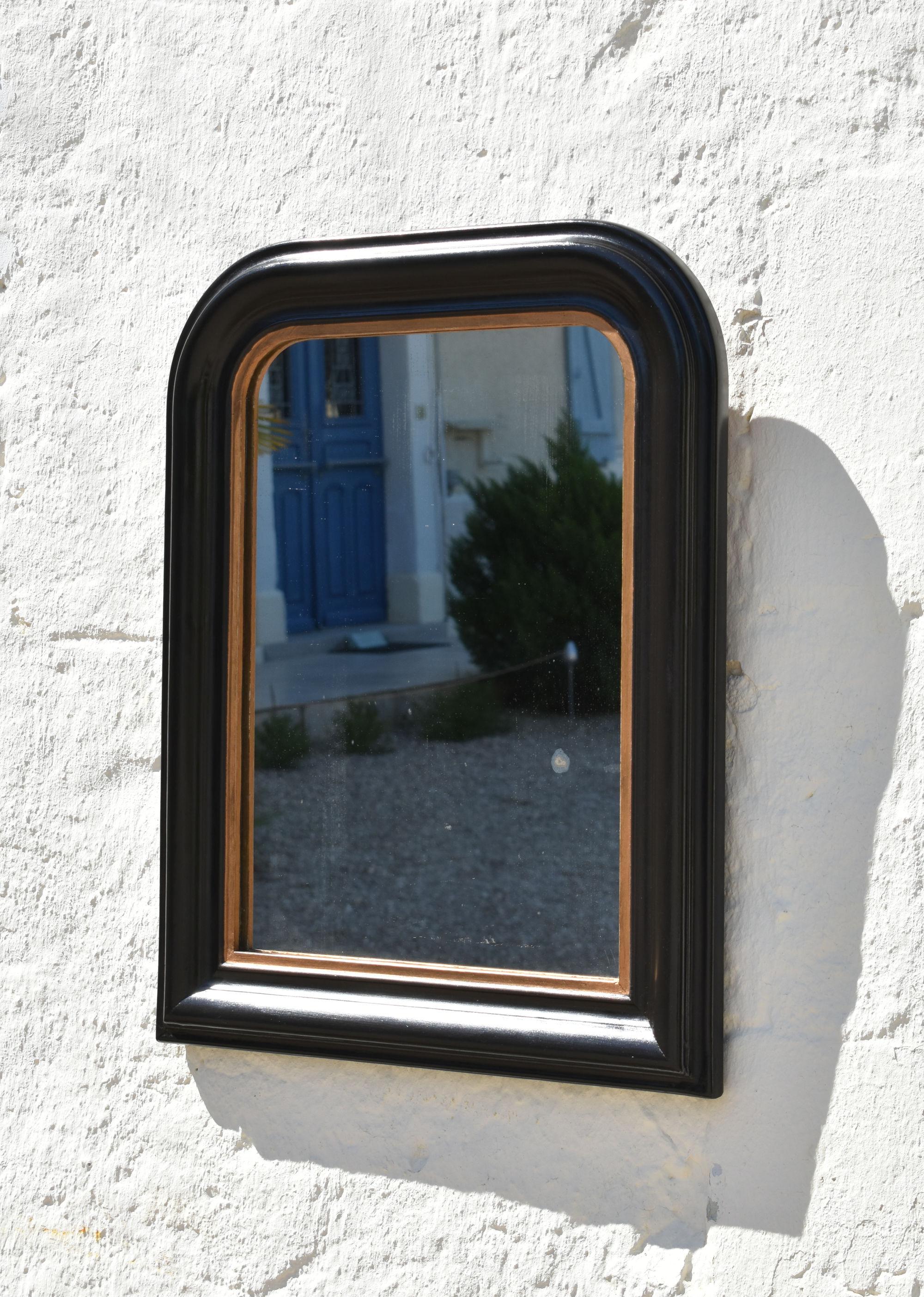 French Antique Louis Philippe Ebonised & Gilt Mirror For Sale