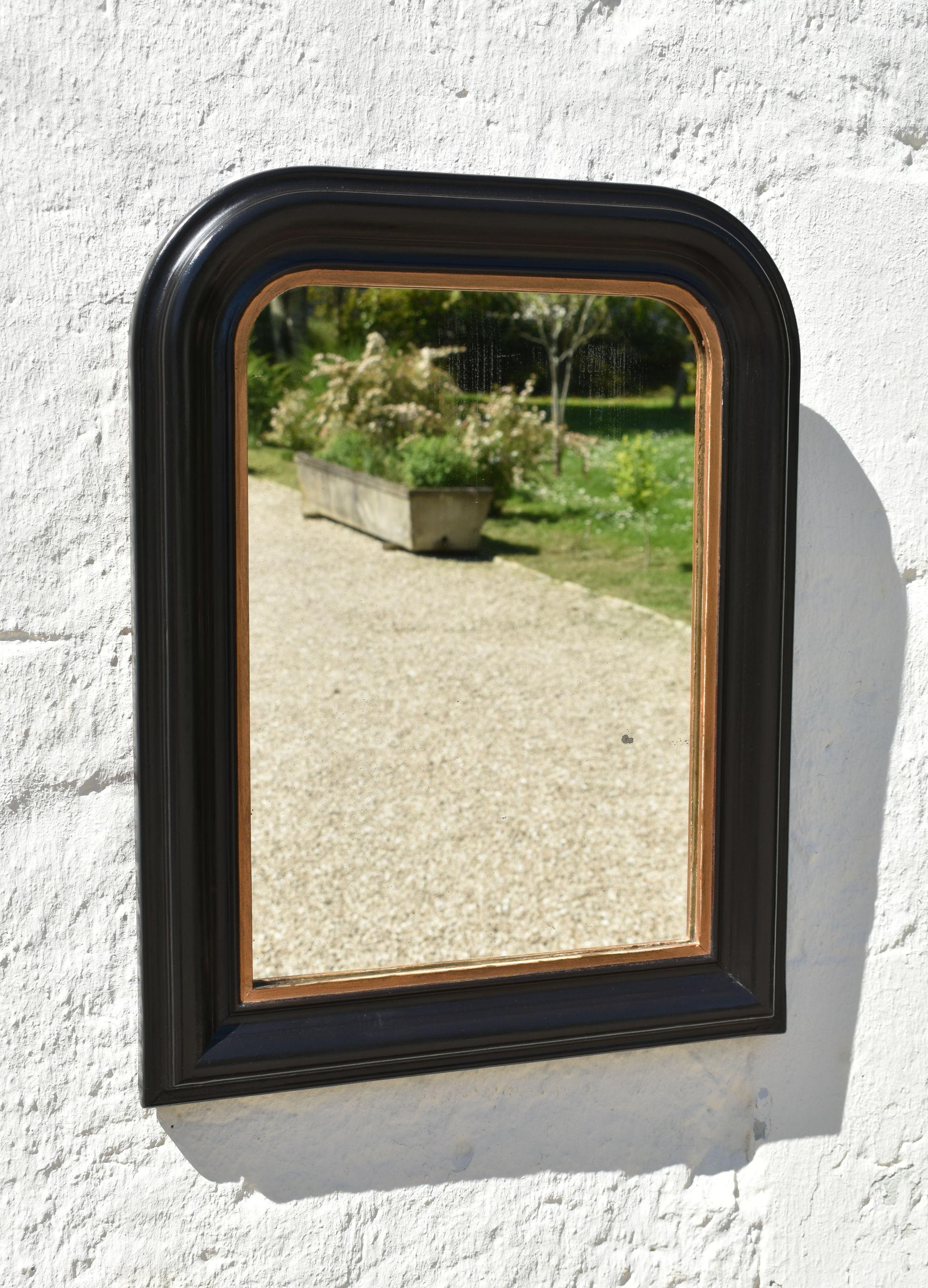 Ebonized Antique Louis Philippe Ebonised & Gilt Mirror For Sale