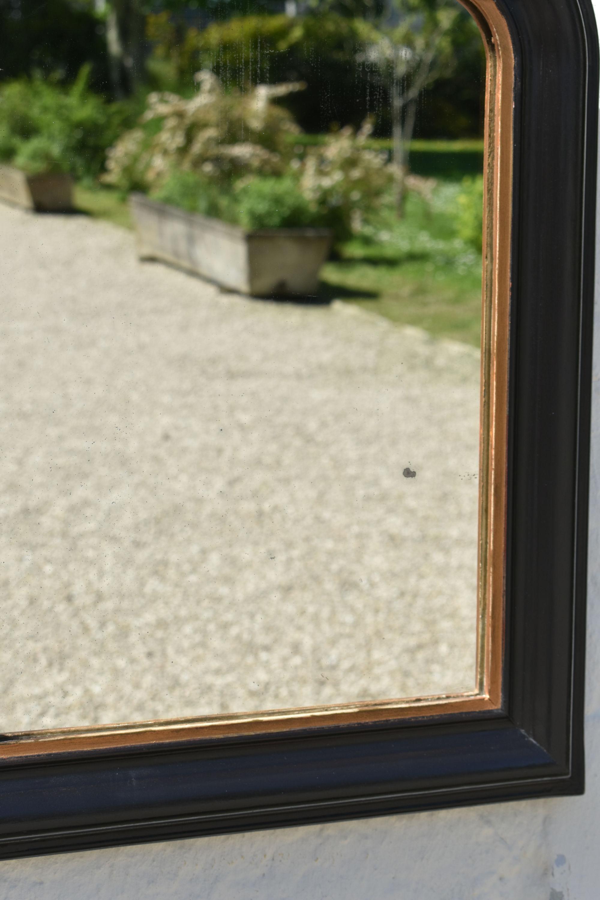 19th Century Antique Louis Philippe Ebonised & Gilt Mirror For Sale