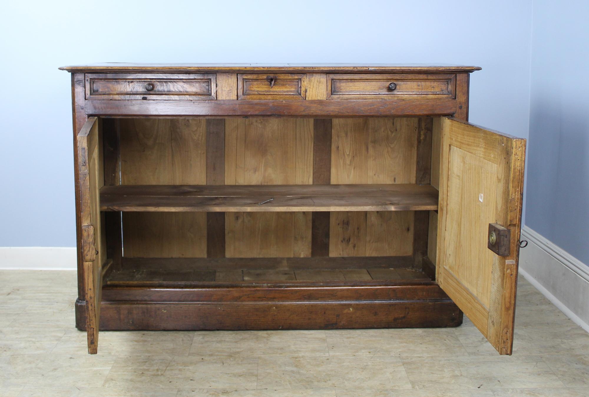 French Antique Louis Philippe Elm Buffet