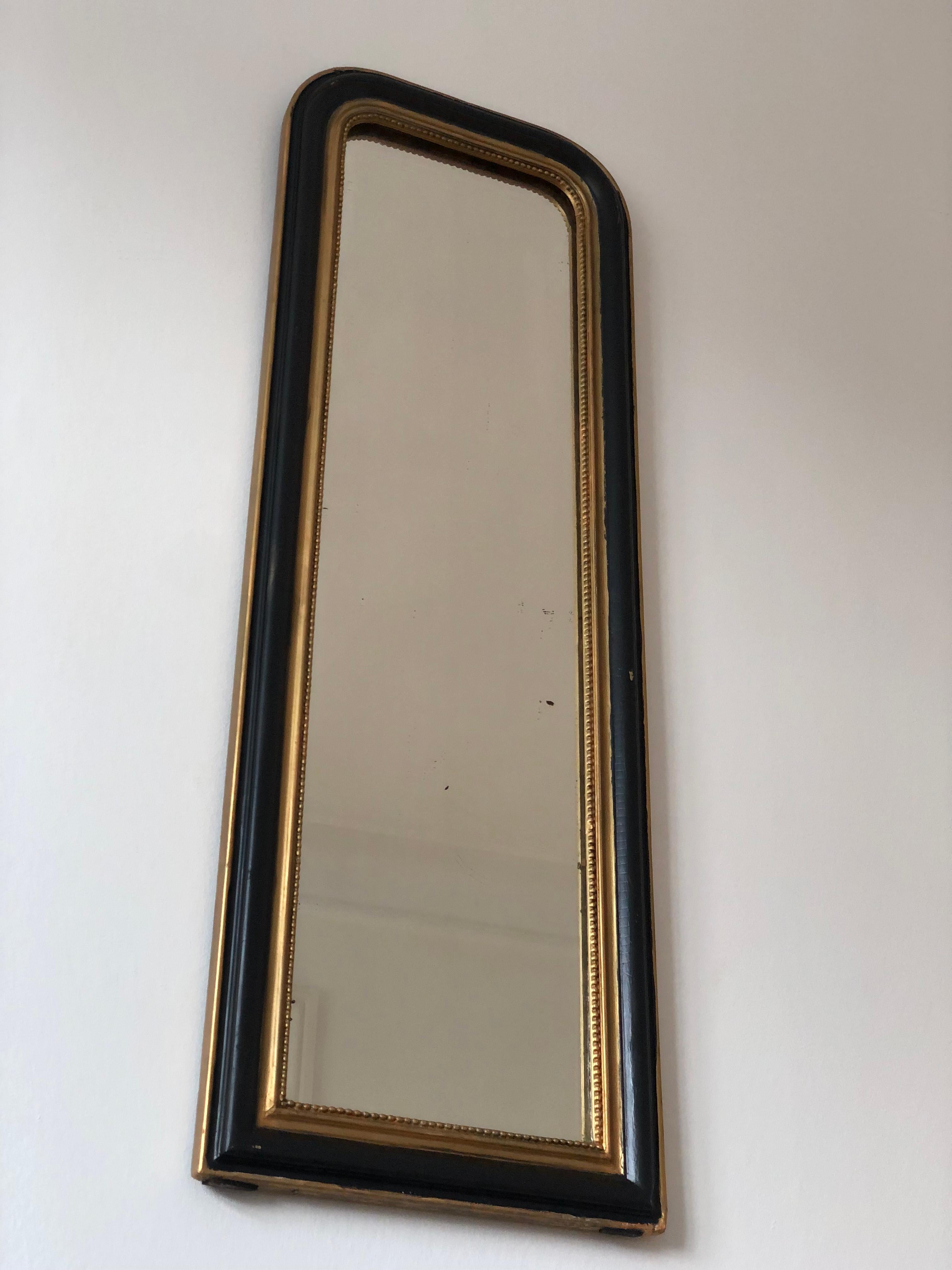 Antique Louis Philippe French Full length Mirror in Black and Gold, Late 19th Ce In Good Condition For Sale In Sakskøbing, DK