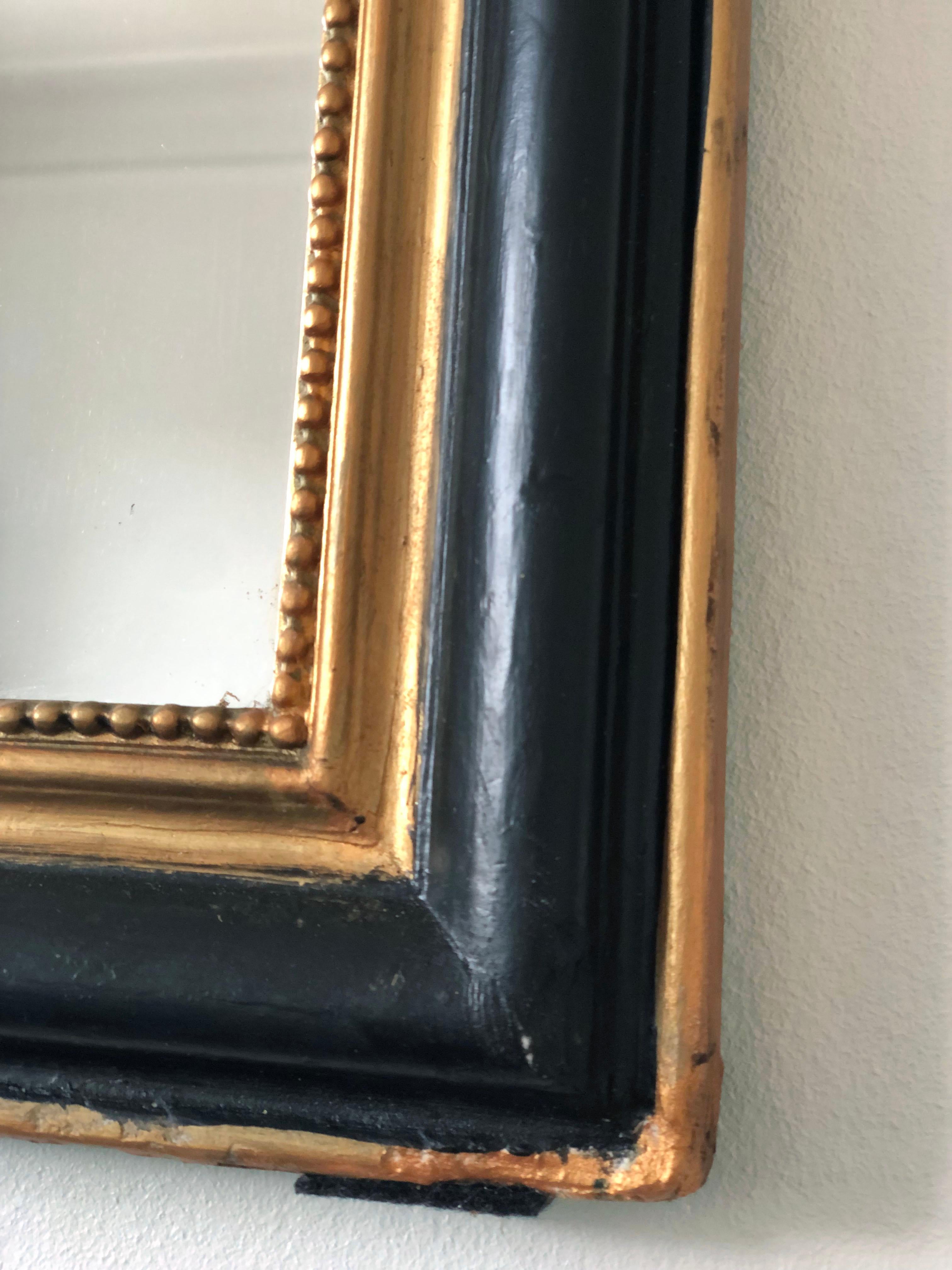 19th Century Antique Louis Philippe French Full length Mirror in Black and Gold, Late 19th Ce For Sale