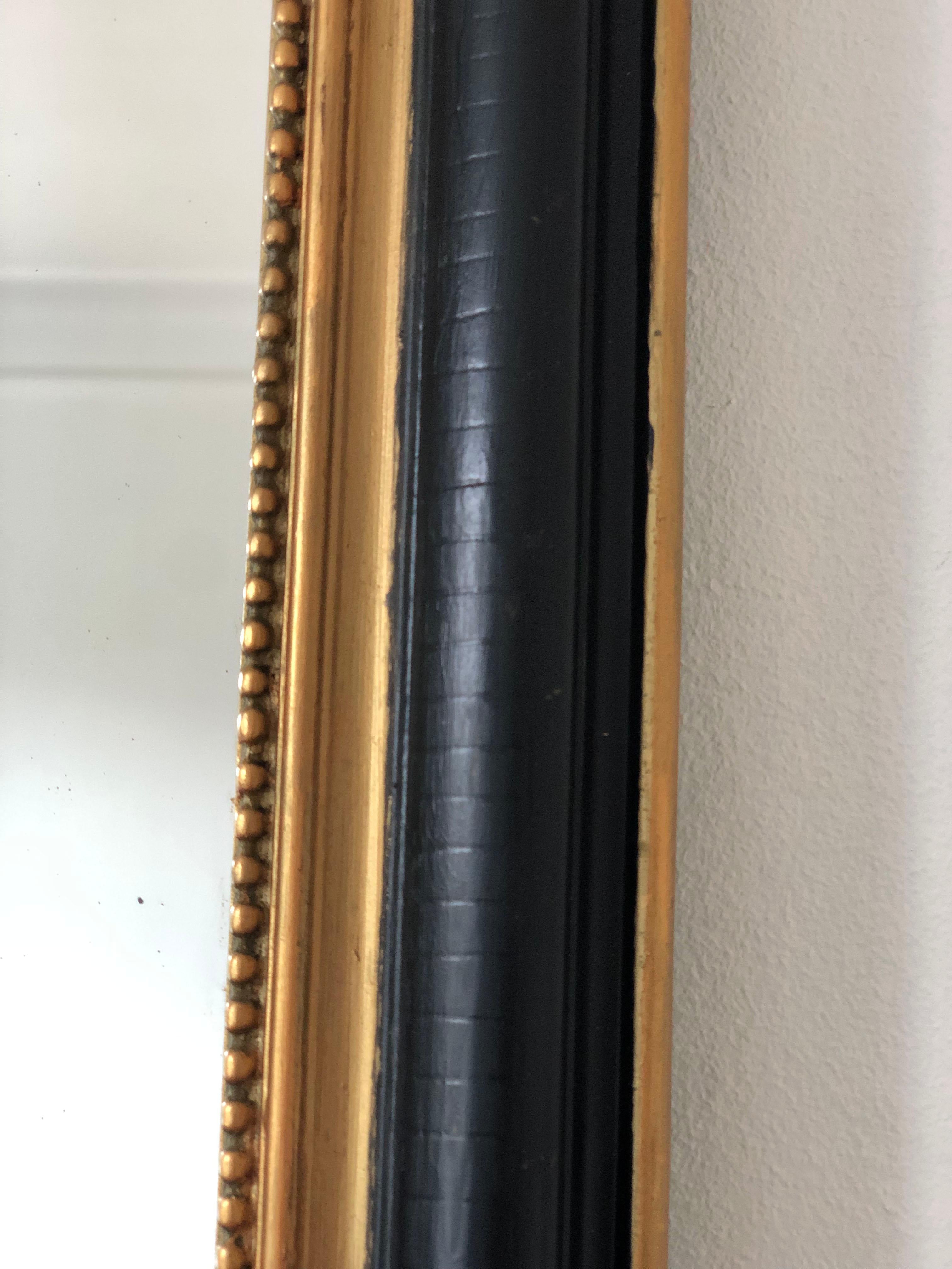 Antique Louis Philippe French Full length Mirror in Black and Gold, Late 19th Ce For Sale 1