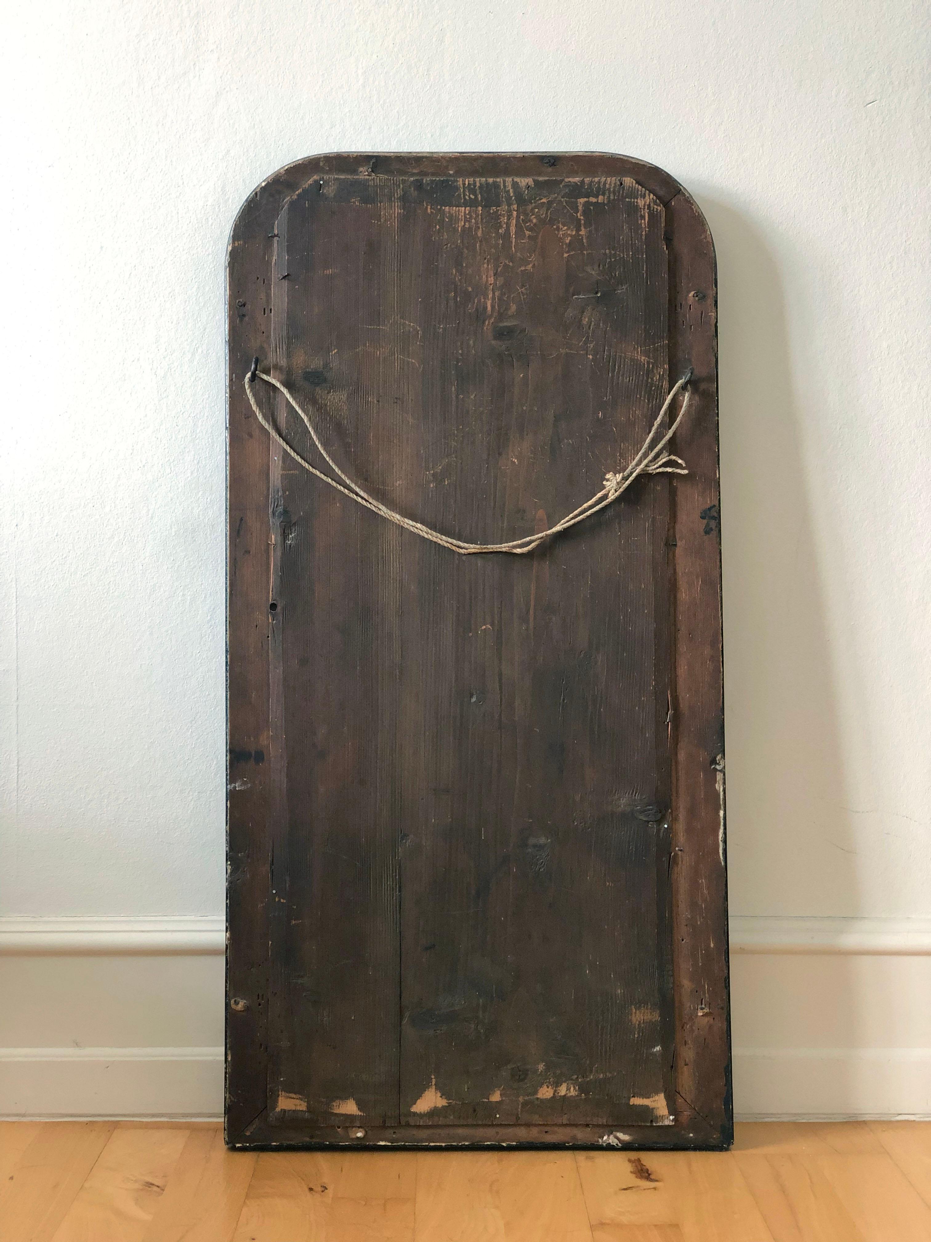Antique Louis Philippe French Full length Mirror in Black and Gold, Late 19th Ce For Sale 1