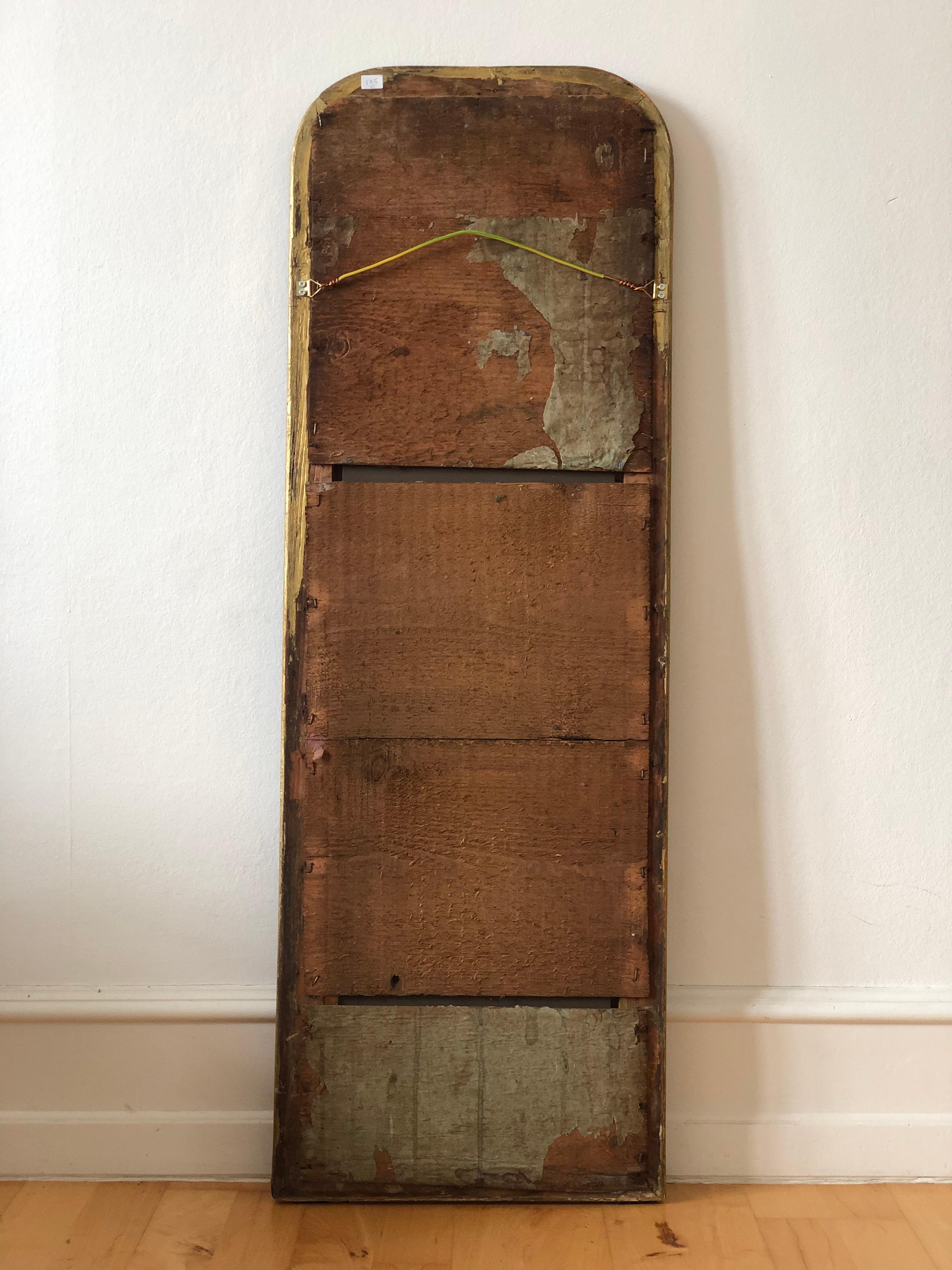 Antique Louis Philippe French Full length Mirror in Black and Gold, Late 19th Ce For Sale 2