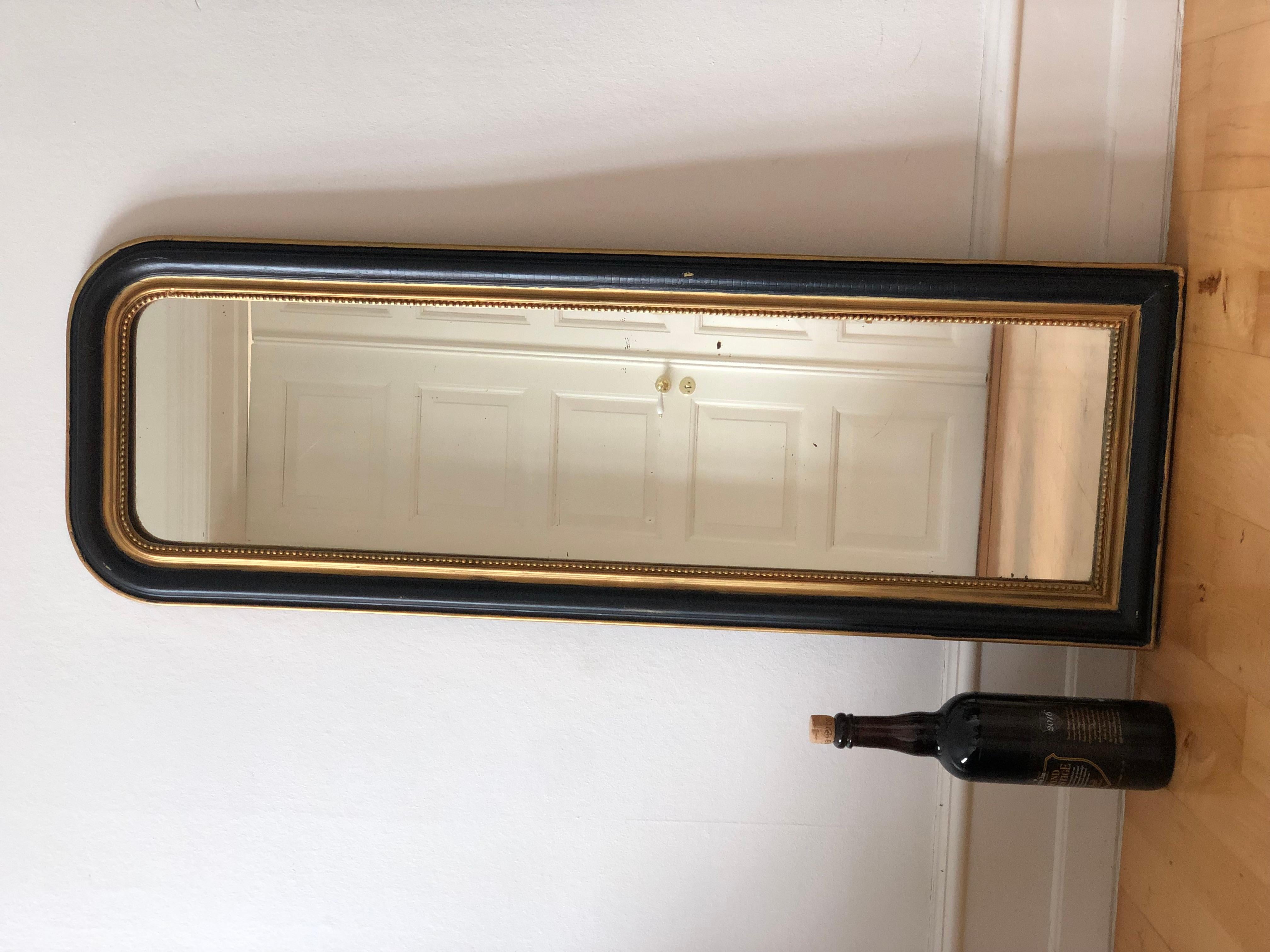 Antique Louis Philippe French Full length Mirror in Black and Gold, Late 19th Ce For Sale 4