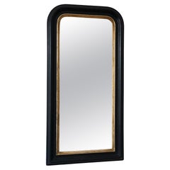 Antique Louis Philippe French Full length Mirror in Black and Gold, Late 19th Ce