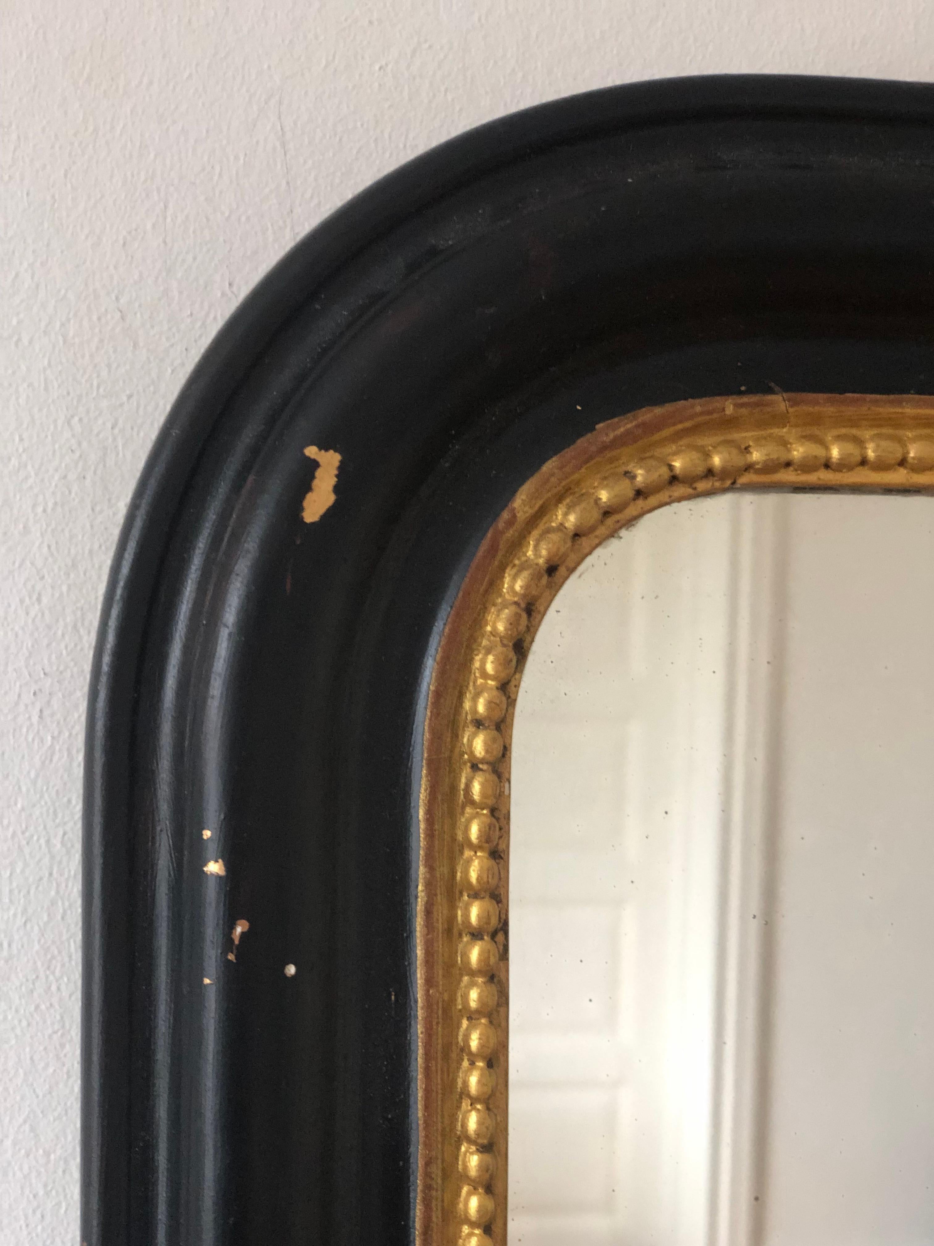 Louis-Philippe Antique Mirror French de Louis Philippe en noir et or Fin du 19ème siècle en vente
