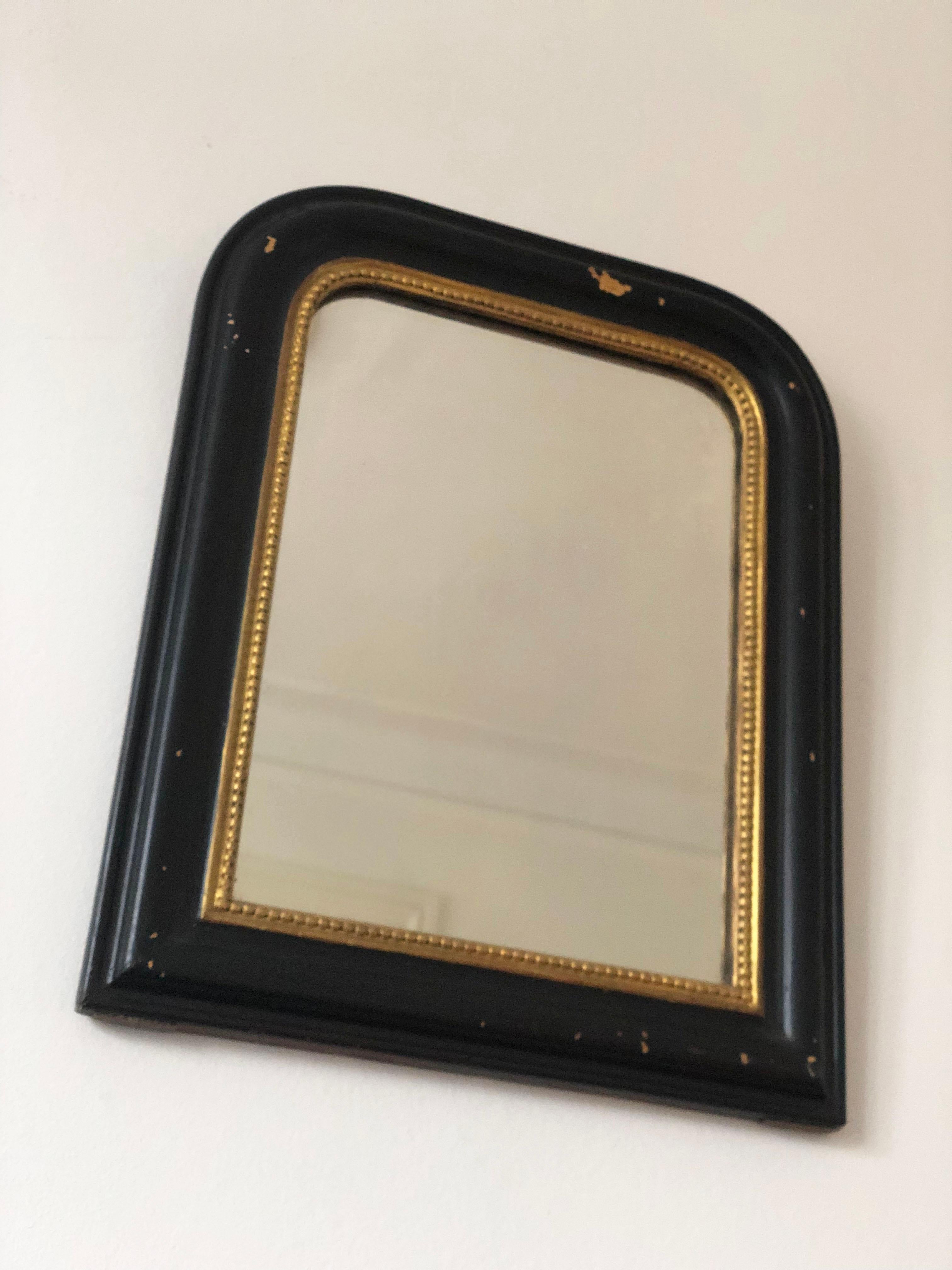 Français Antique Mirror French de Louis Philippe en noir et or Fin du 19ème siècle en vente