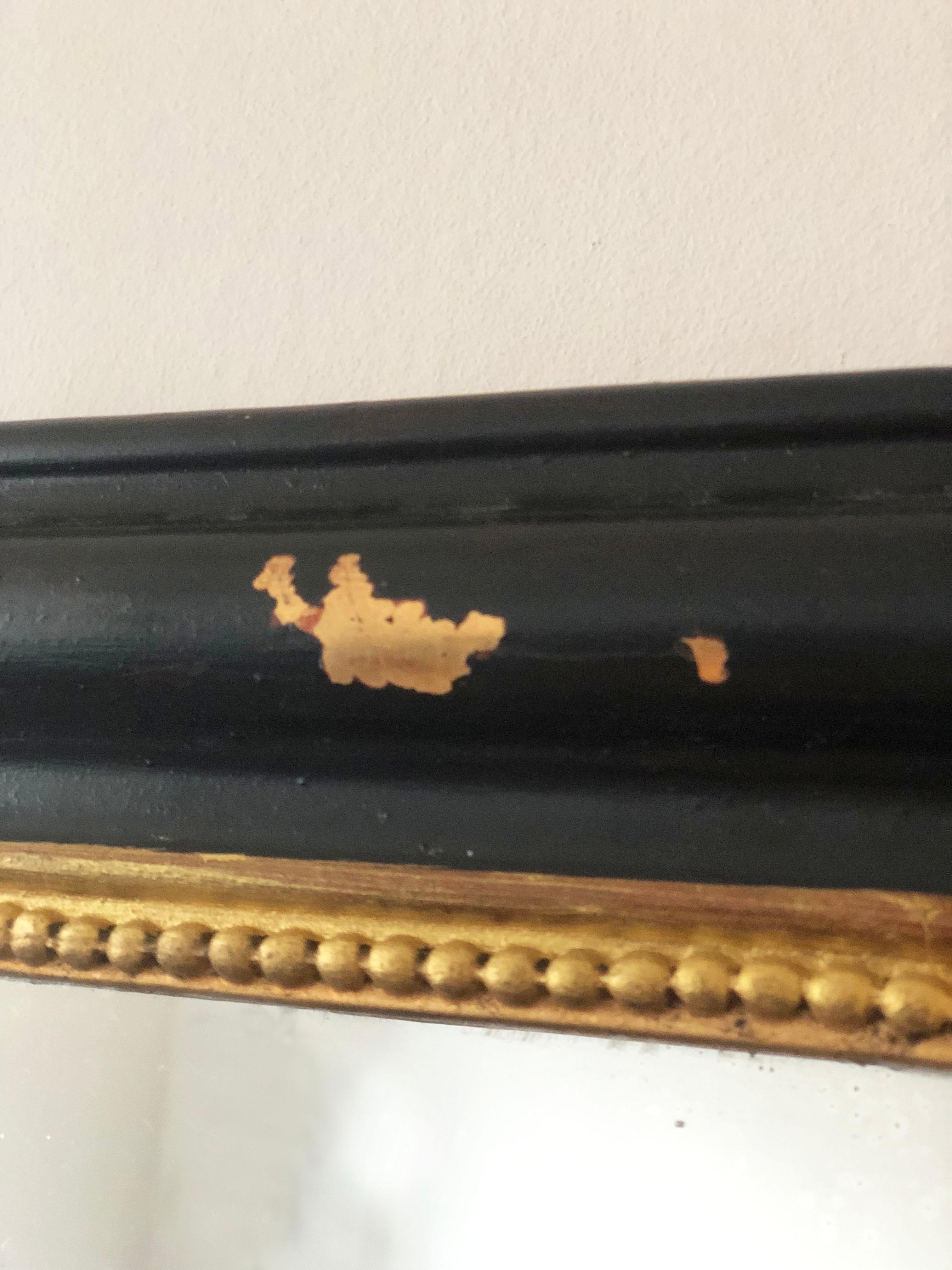 Doré Antique Mirror French de Louis Philippe en noir et or Fin du 19ème siècle en vente