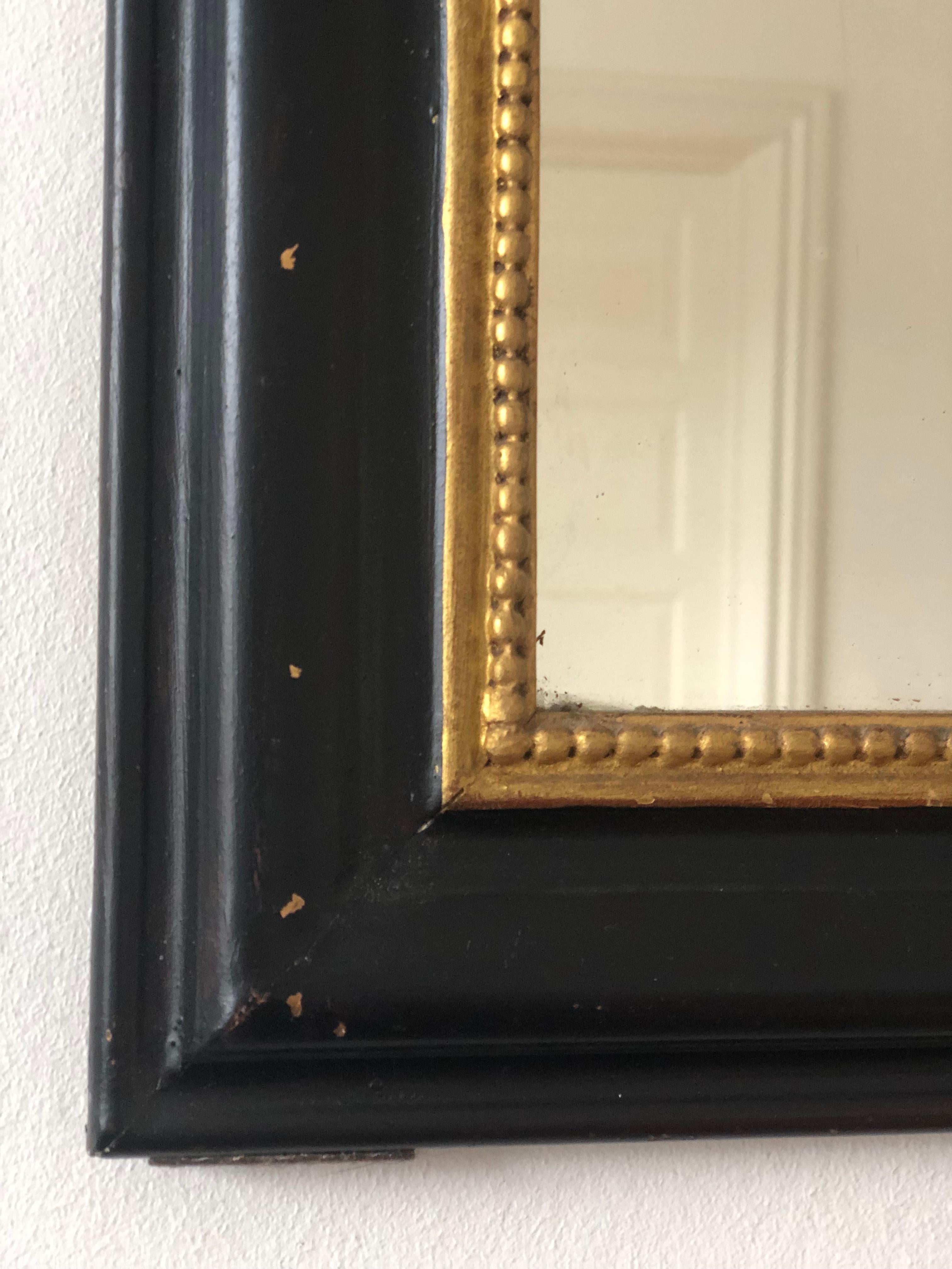 XIXe siècle Antique Mirror French de Louis Philippe en noir et or Fin du 19ème siècle en vente