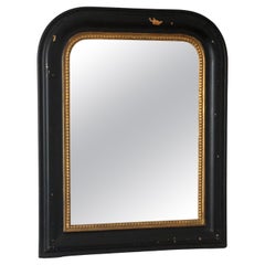 Antique Louis Philippe French Mirror In Black and Gold Late 19th Century