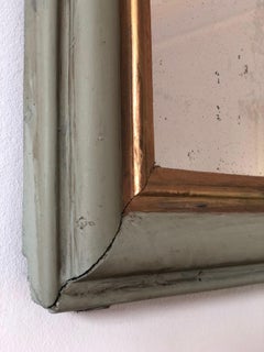 Antique French Louis Philippe Mirror – Green and Gold, Late 19th Century