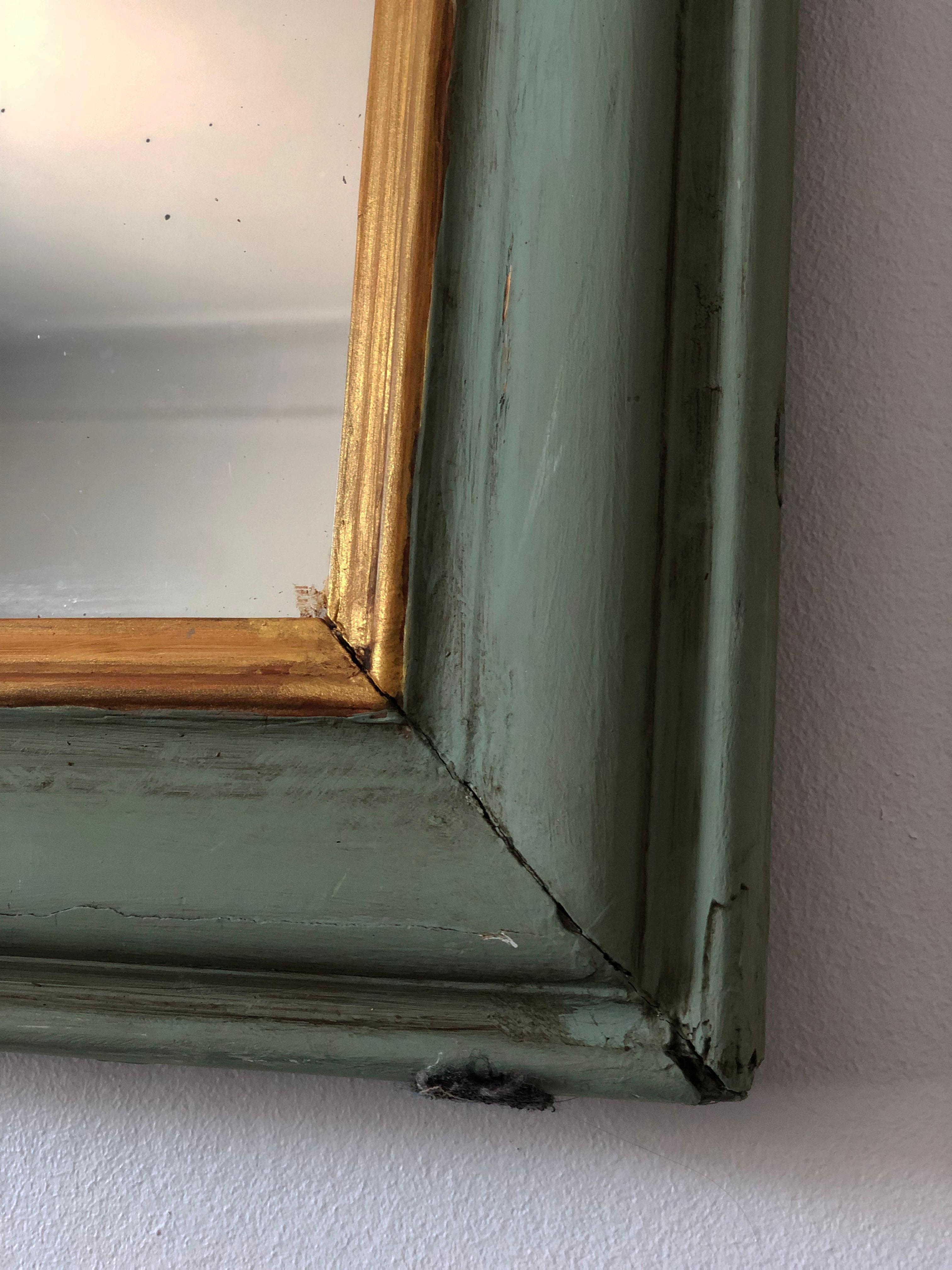 Antiker Louis Philippe French Mirror in Grün und Gold, Ende 19. Jahrhundert (Französisch) im Angebot