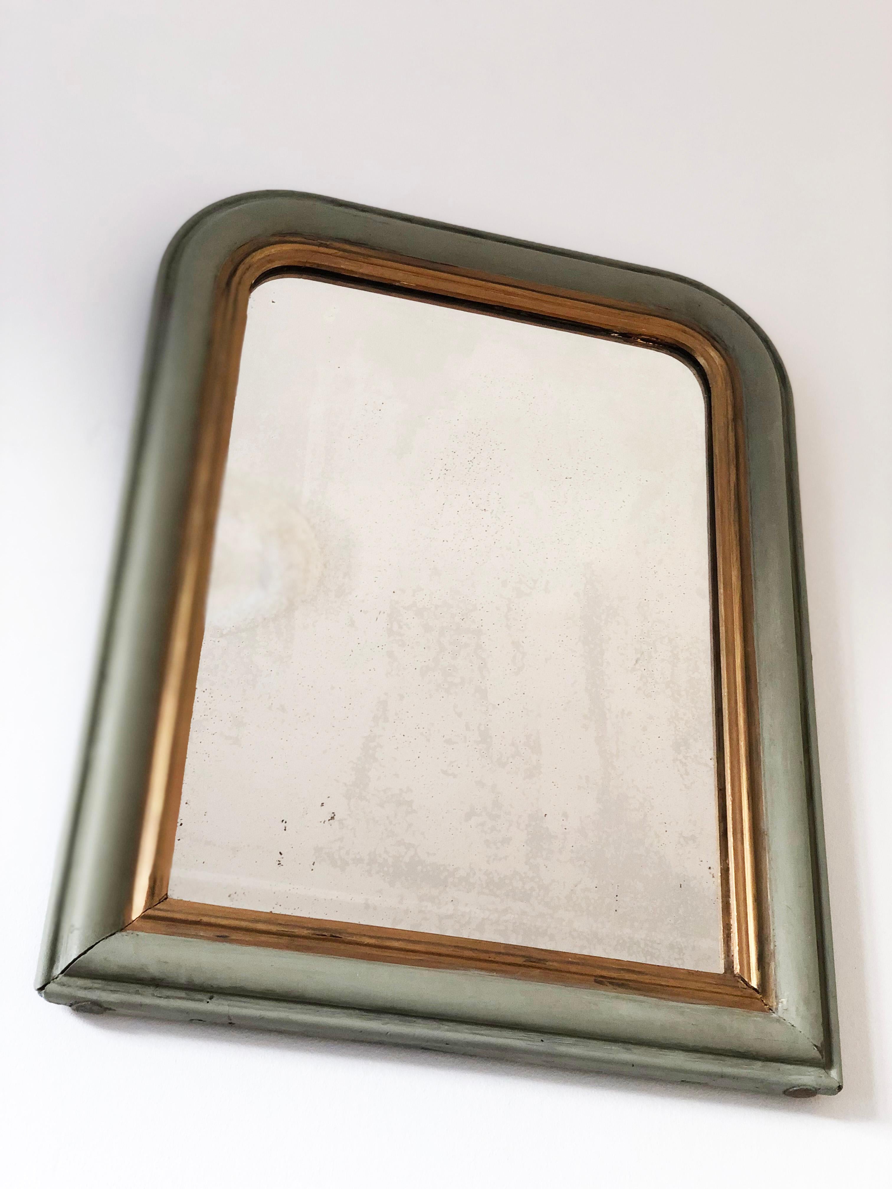 Antique Louis Philippe French Mirror in Green and Gold, Finales S. XIX Francés en venta
