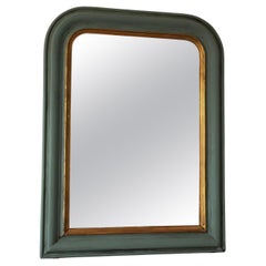 Antique Louis Philippe French Mirror in Green and Gold, Late 19th Century