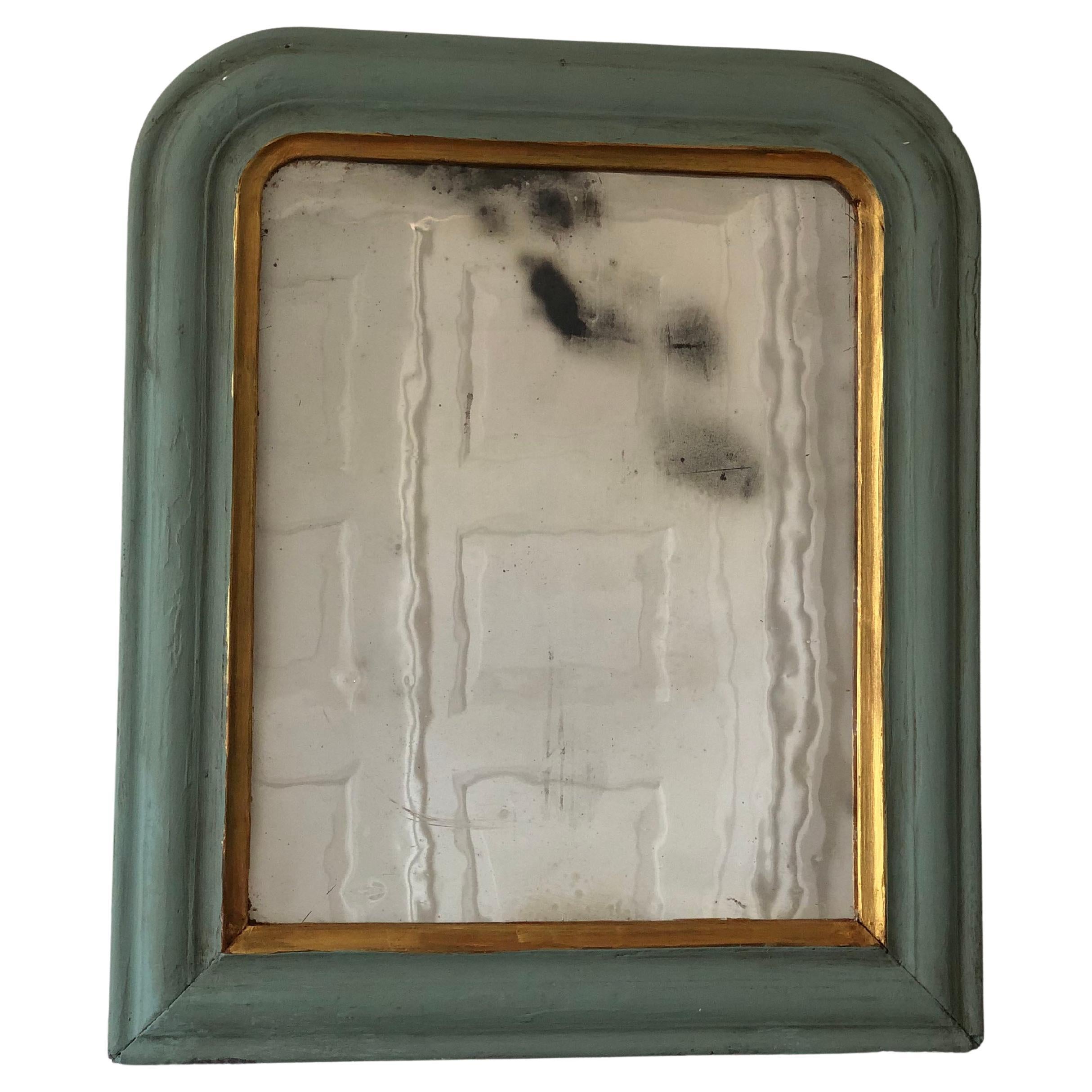 Antiker Louis Philippe French Mirror in Grün und Gold, Ende 19. Jahrhundert im Angebot