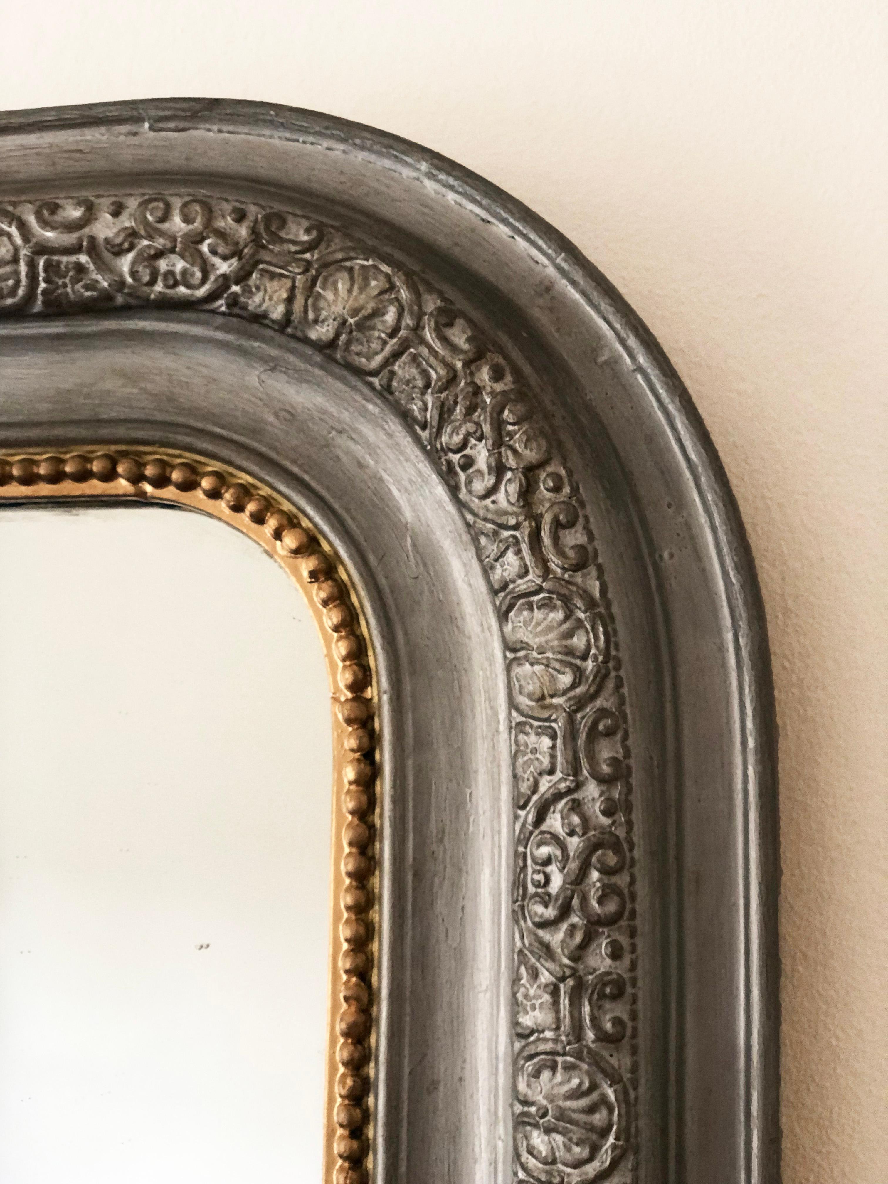 Antique Louis Philippe French Mirror in Grey, Finales S. XIX Luis Felipe en venta
