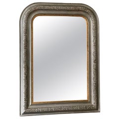 Antique Louis Philippe French Mirror in Grey, Late 19th Century