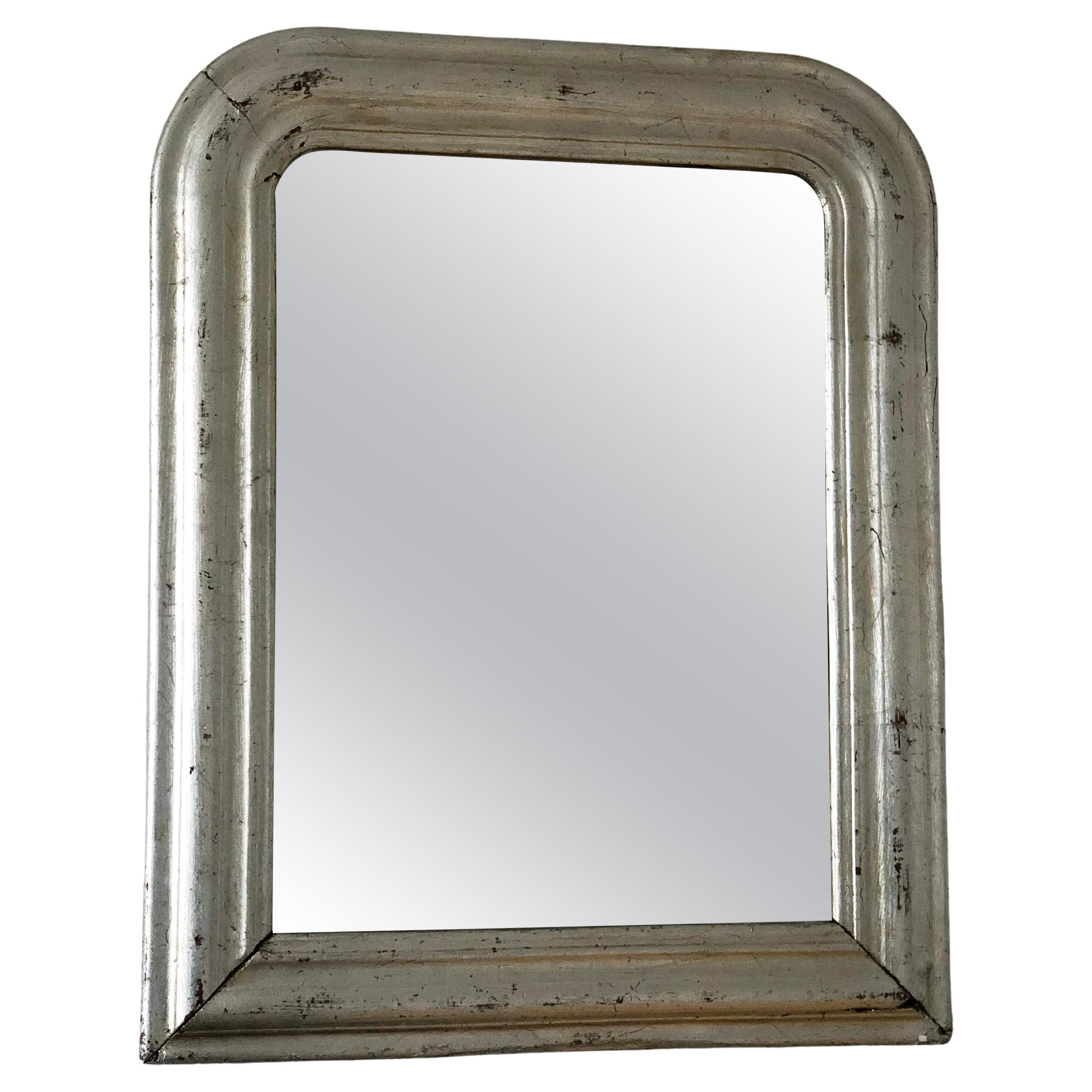 Antique Louis Philippe French Mirror in Silver, Late 19th Century