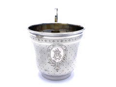 Antique Louis-Philippe French Silver Cup And Saucer Ligated Initials A B and M R