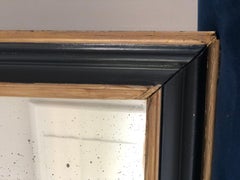 Antique Louis Philippe Full Length Mirror In Black and Gold France Late 19th Cen