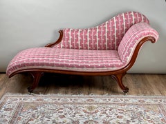 Antique Louis Philippe I Recamier Chaise in Fine Silk Upholstery