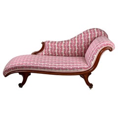 Antique Louis Philippe I Recamier Chaise in Fine Silk Upholstery