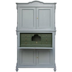 Antique Louis Philippe Kitchen Secretary, circa 1840, Hand-Painted