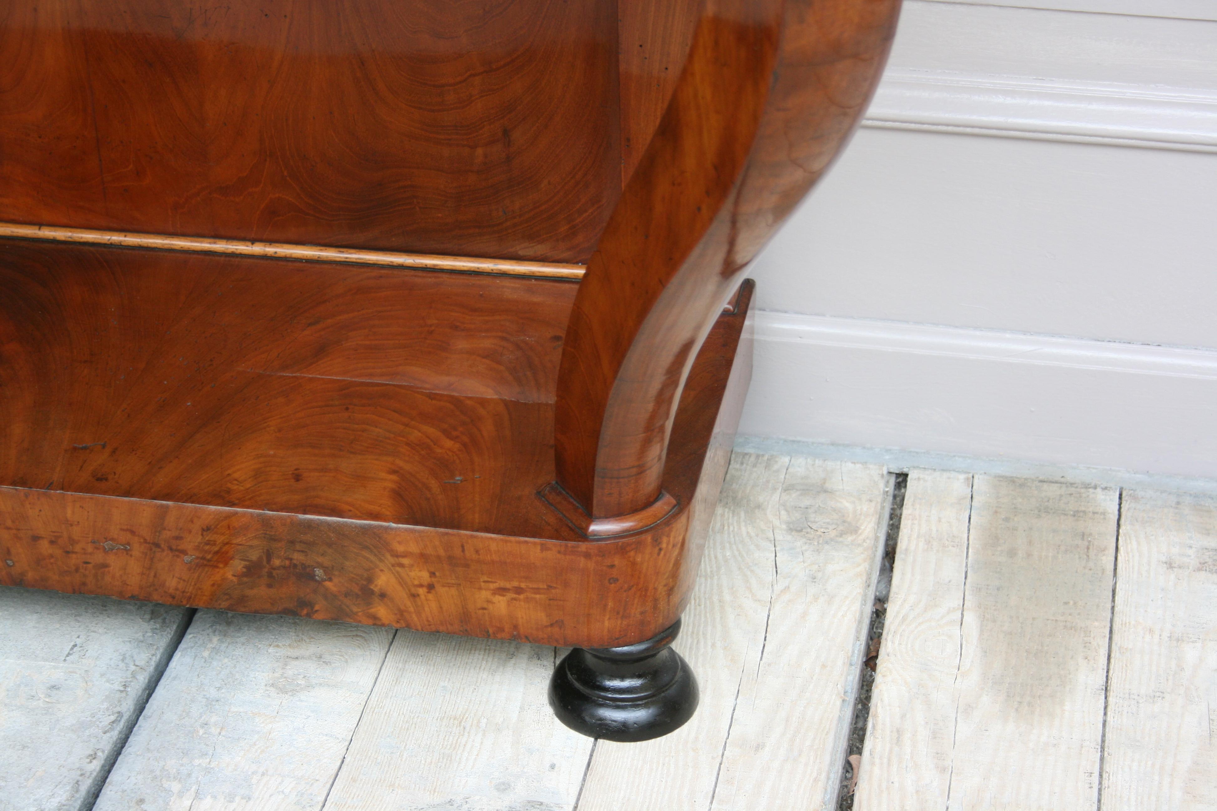 Antique Louis Philippe Mahogany and White Marble Console Table, Shellac Polished 6