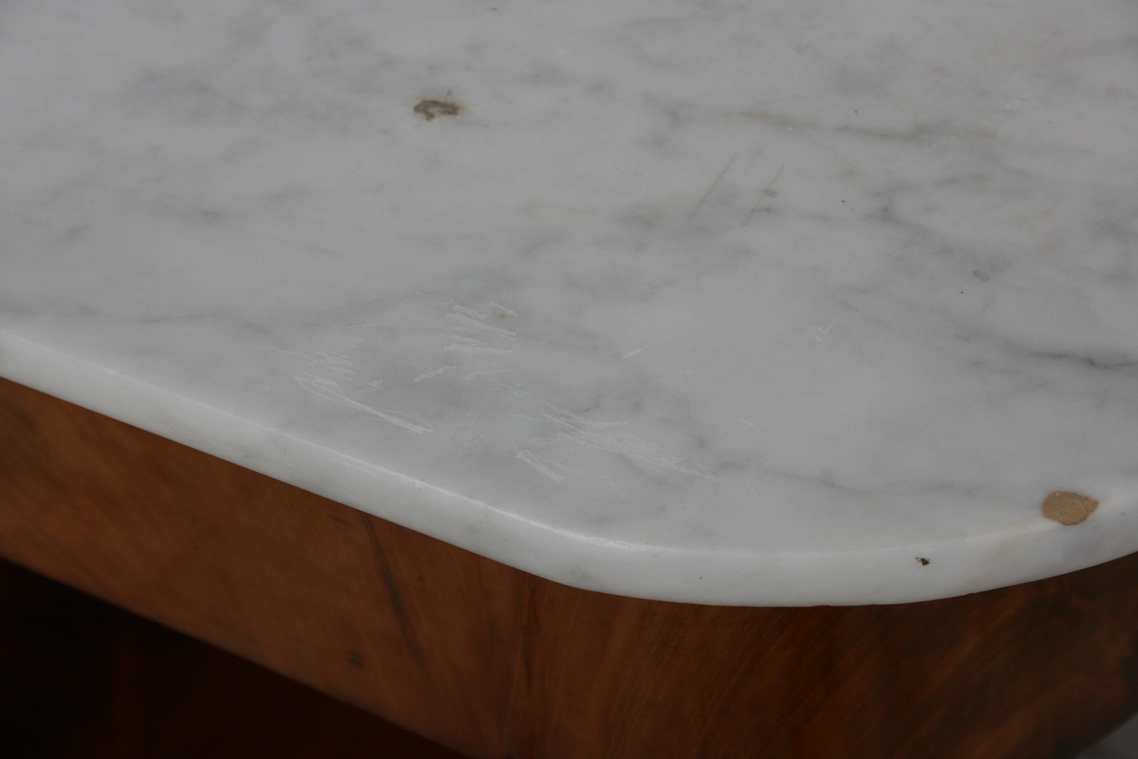 Antique Louis Philippe Mahogany and White Marble Console Table, Shellac ...