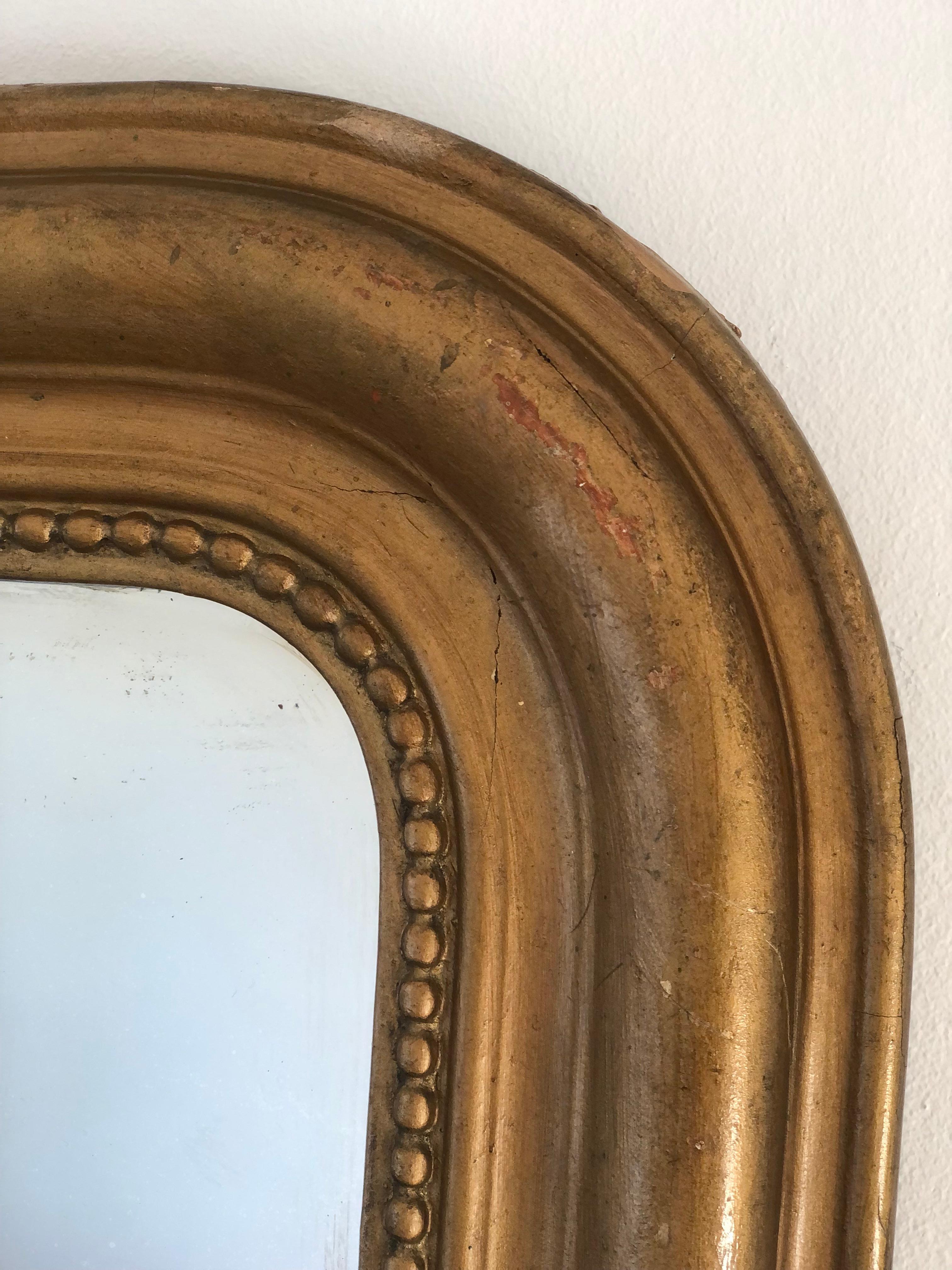French Antique Louis Philippe Mirror Giltwood France Late 19th Century