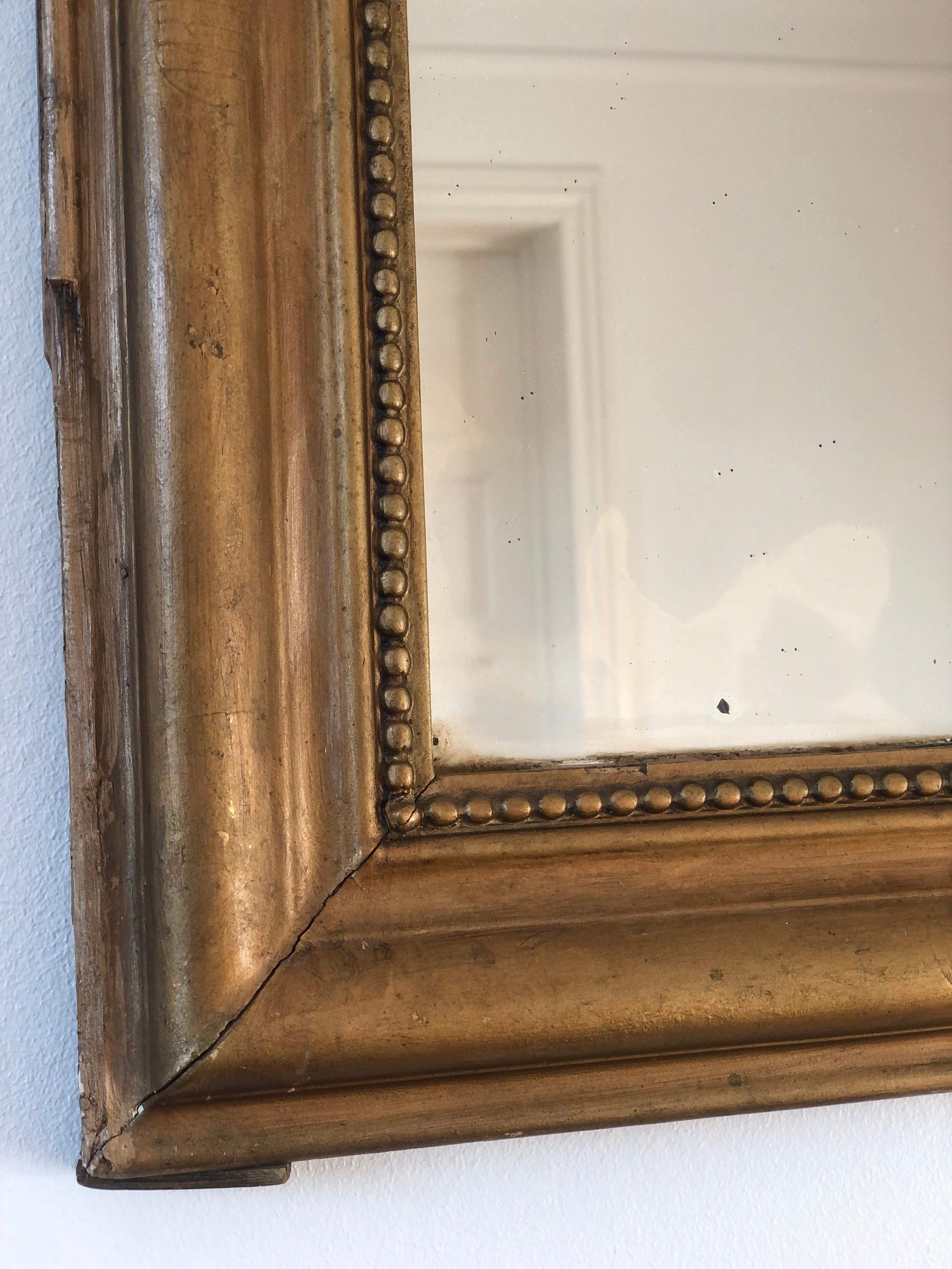 Mercury Glass Antique Louis Philippe Mirror Giltwood France Late 19th Century