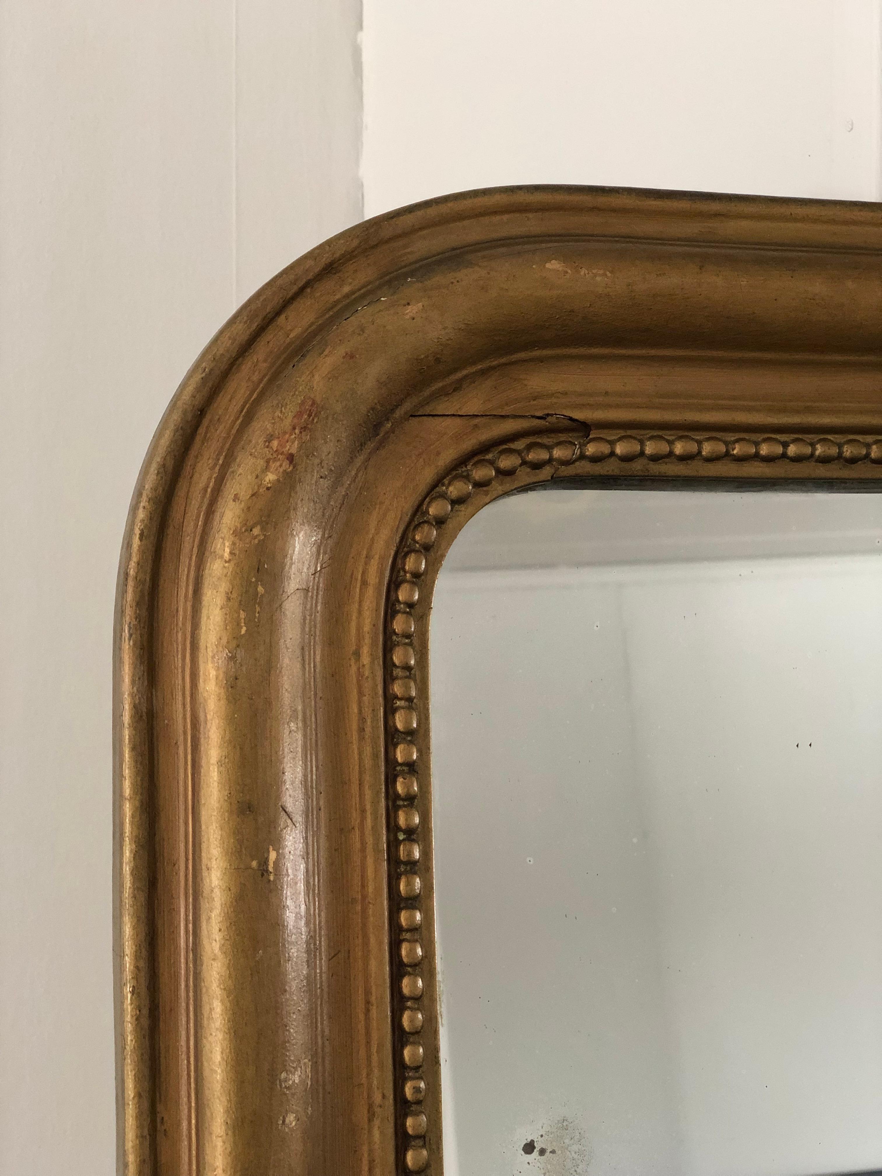 Antique Louis Philippe Mirror Giltwood France Fin du 19ème siècle Bon état - En vente à Bjuråker, SE