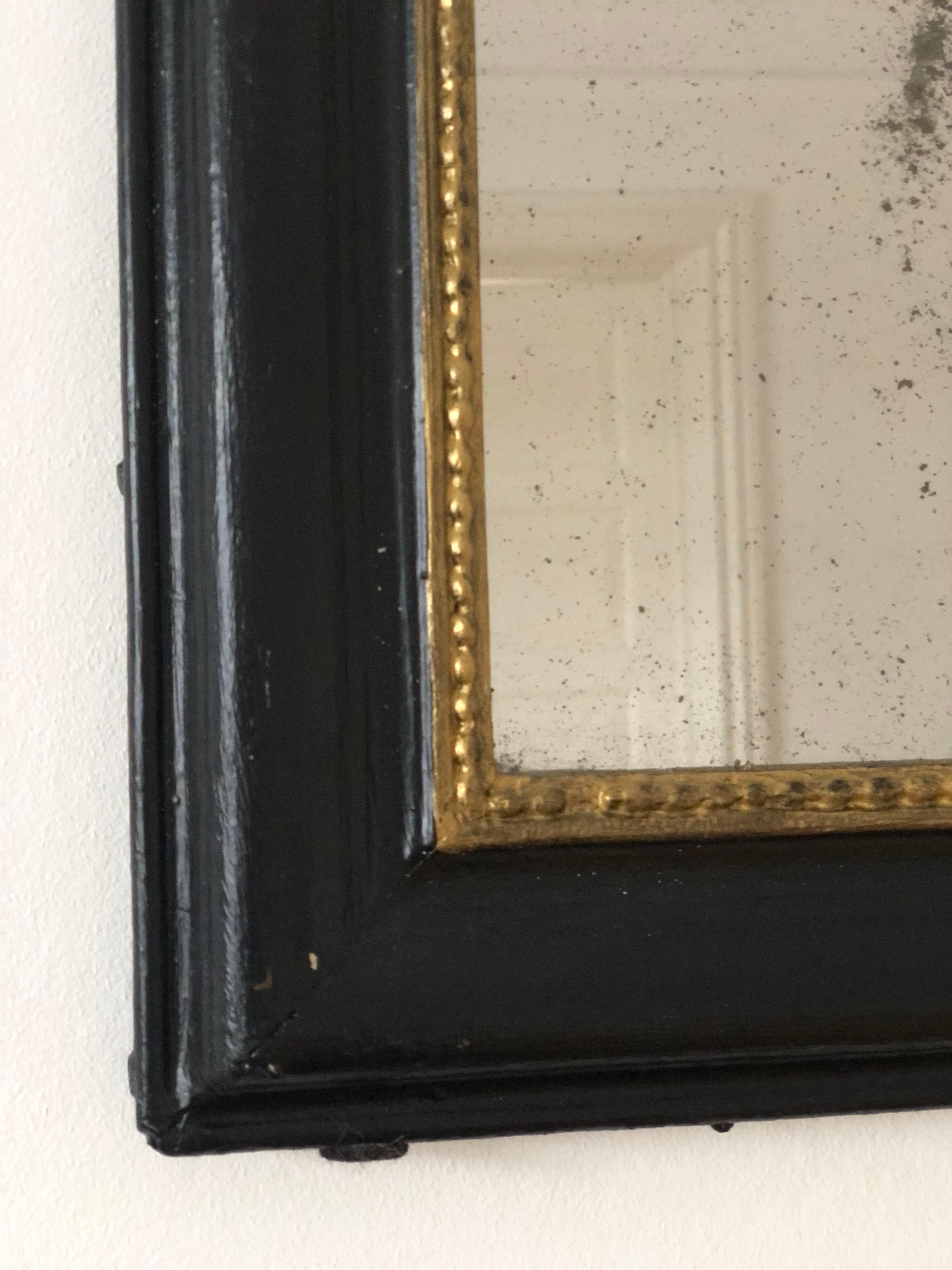 Gilt Antique Louis Philippe French Mirror In Black and Gold Late 19th Century For Sale