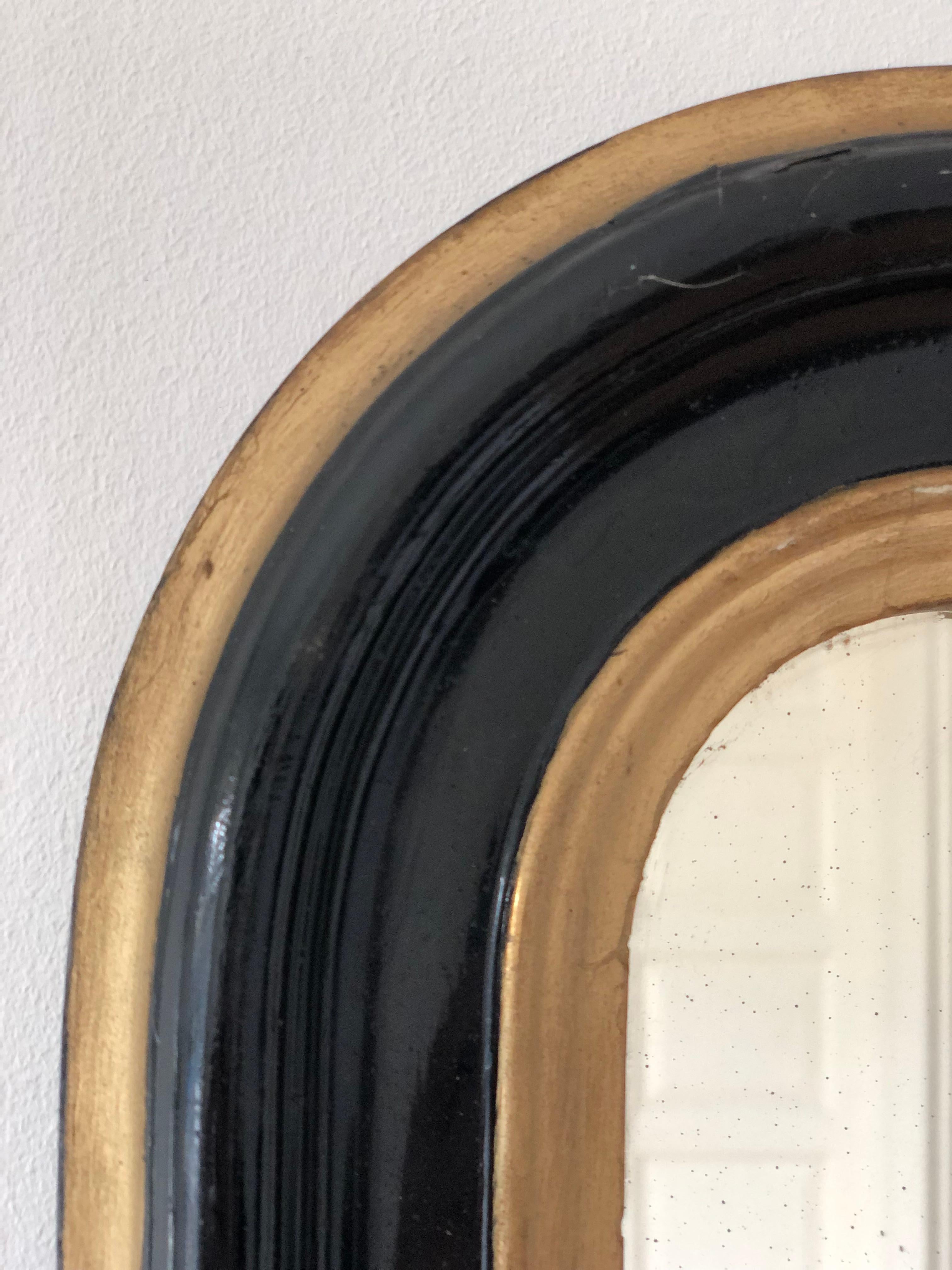 Antique Louis Philippe Mirror In Black and Gold France Late 19th Century In Good Condition In Sakskøbing, DK