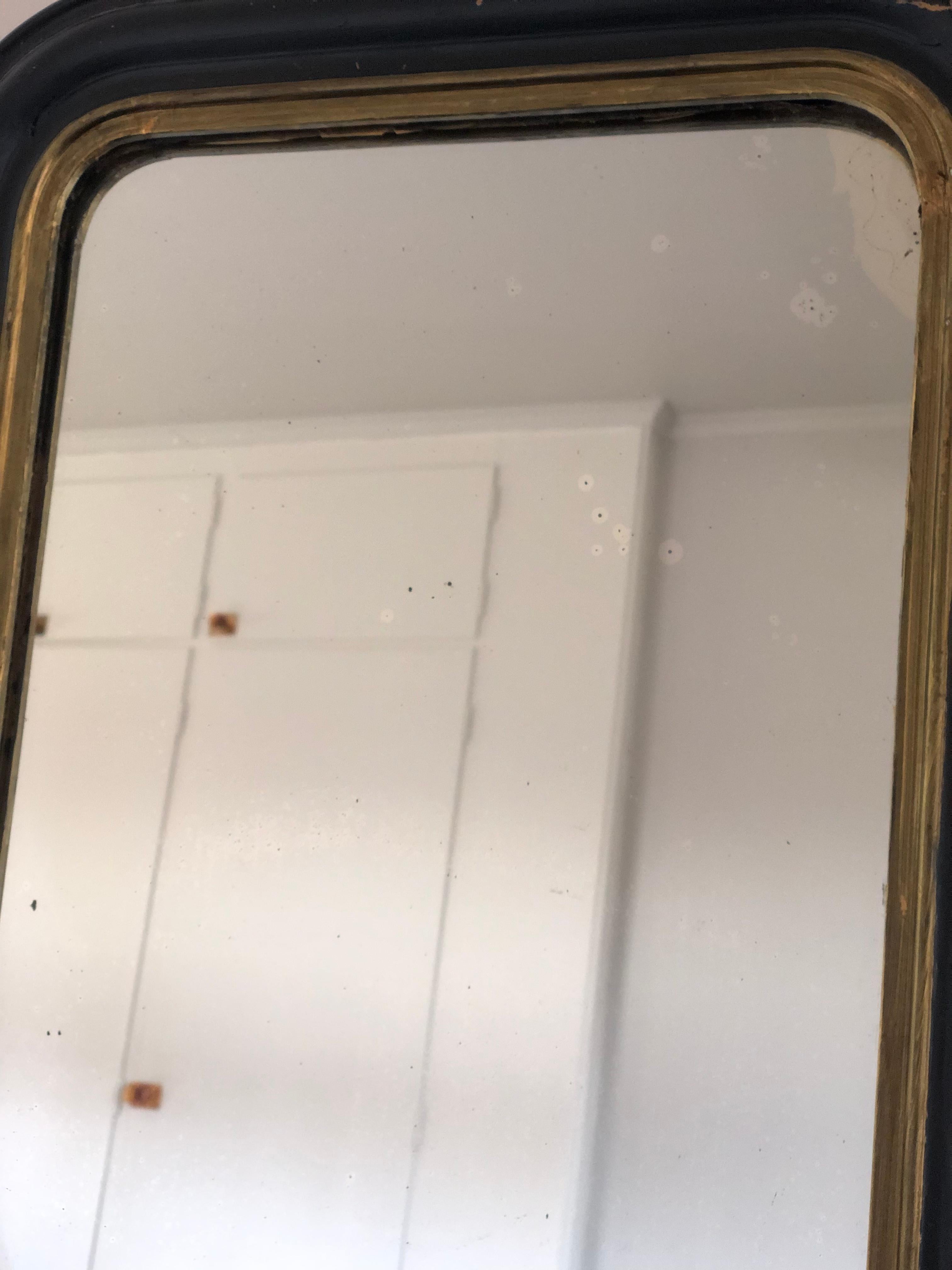 Antique Louis Philippe Mirror In Black and Gold France Late 19th Century 1