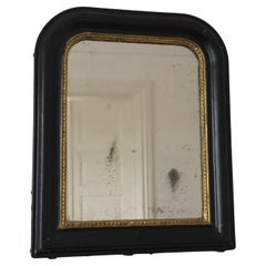 Antique Louis Philippe French Mirror In Black and Gold Late 19th Century