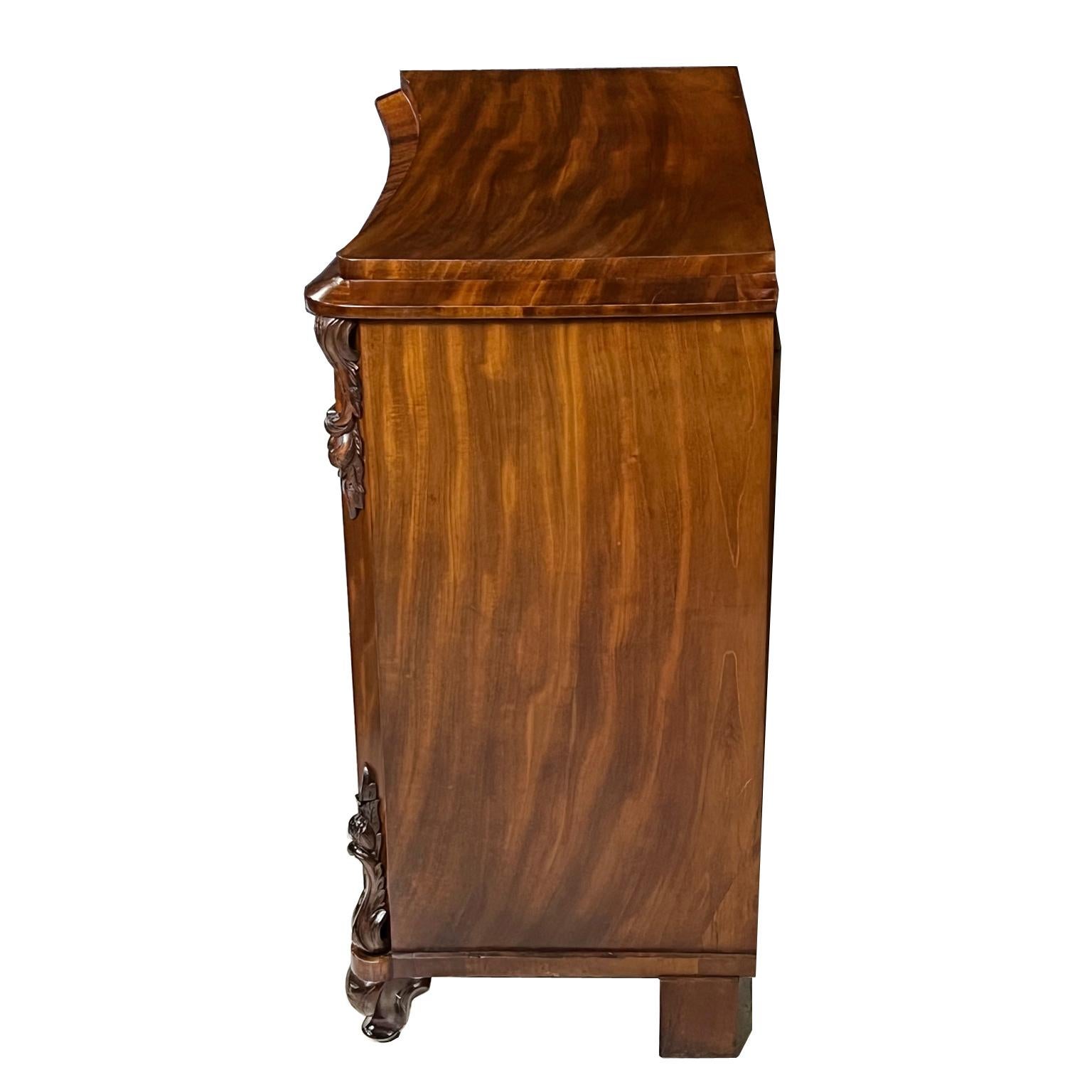 Hand-Carved Antique Louis Philippe Nightstand/Table in West Indies Mahogany w/ Concave Front For Sale