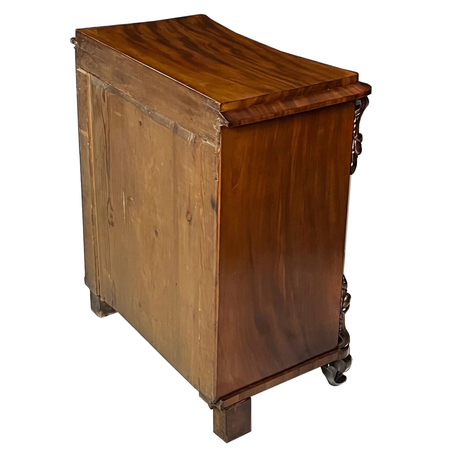 19th Century Antique Louis Philippe Nightstand/Table in West Indies Mahogany w/ Concave Front For Sale