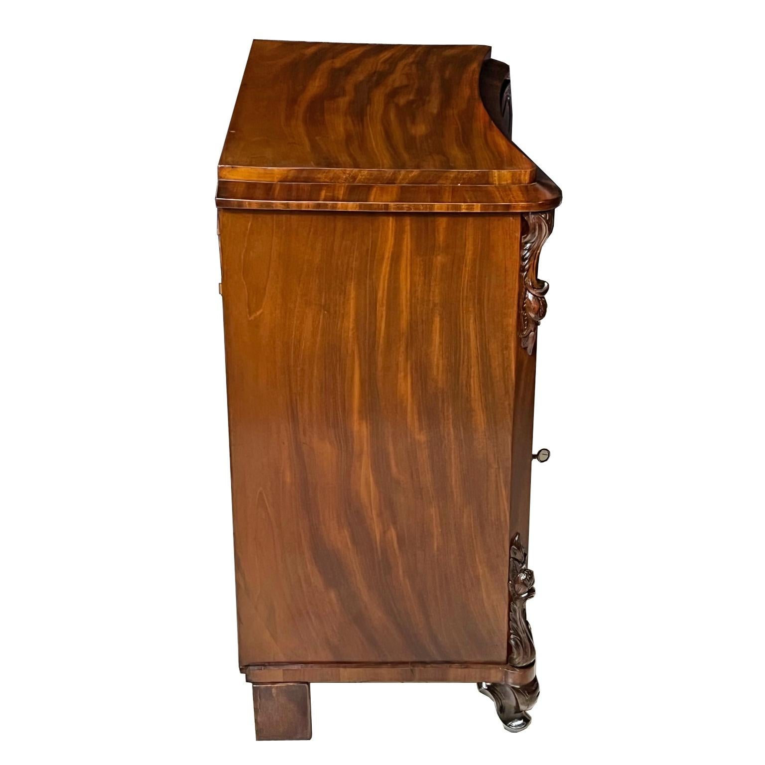 Antique Louis Philippe Nightstand/Table in West Indies Mahogany w/ Concave Front For Sale 1