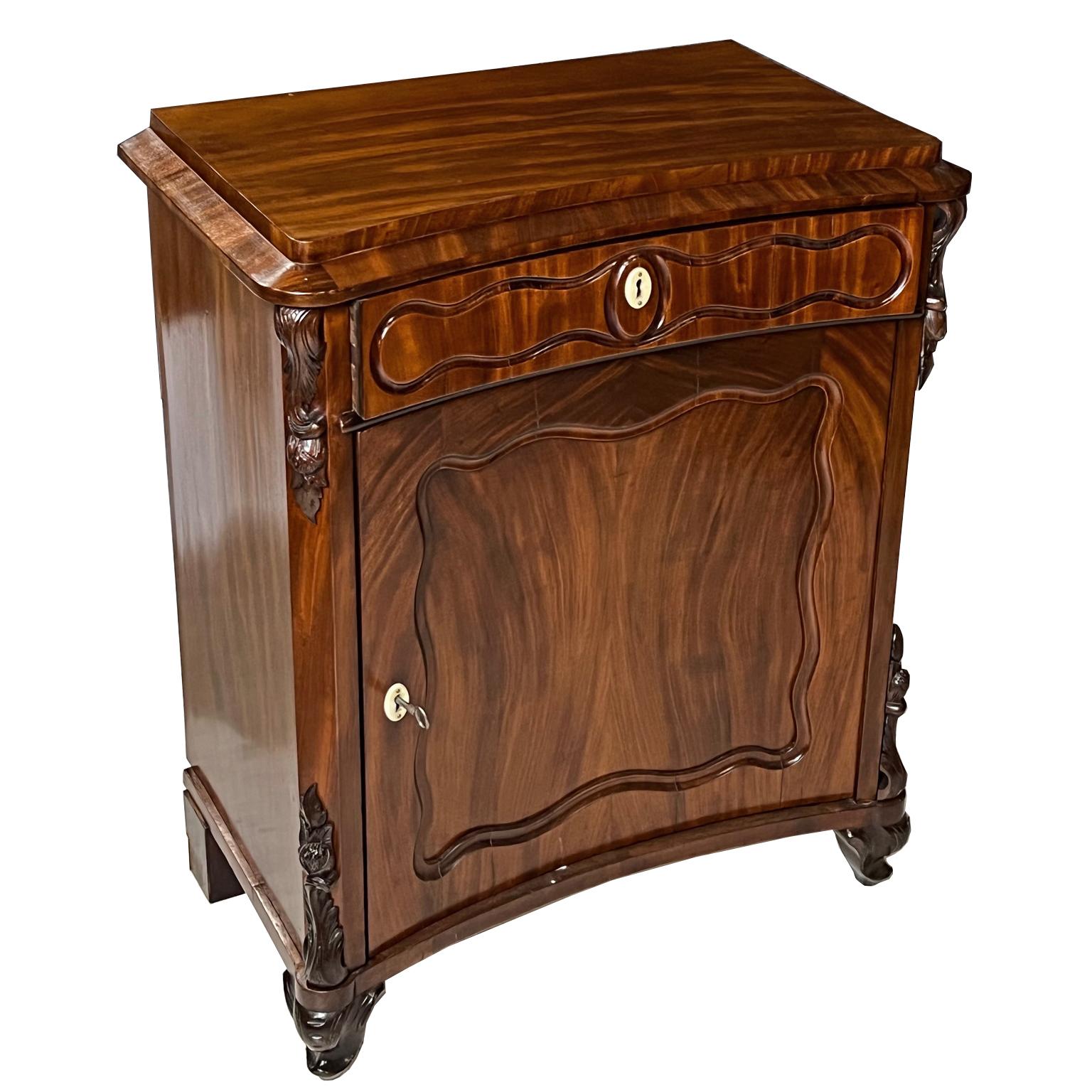 Antique Louis Philippe Nightstand/Table in West Indies Mahogany w/ Concave Front For Sale 2